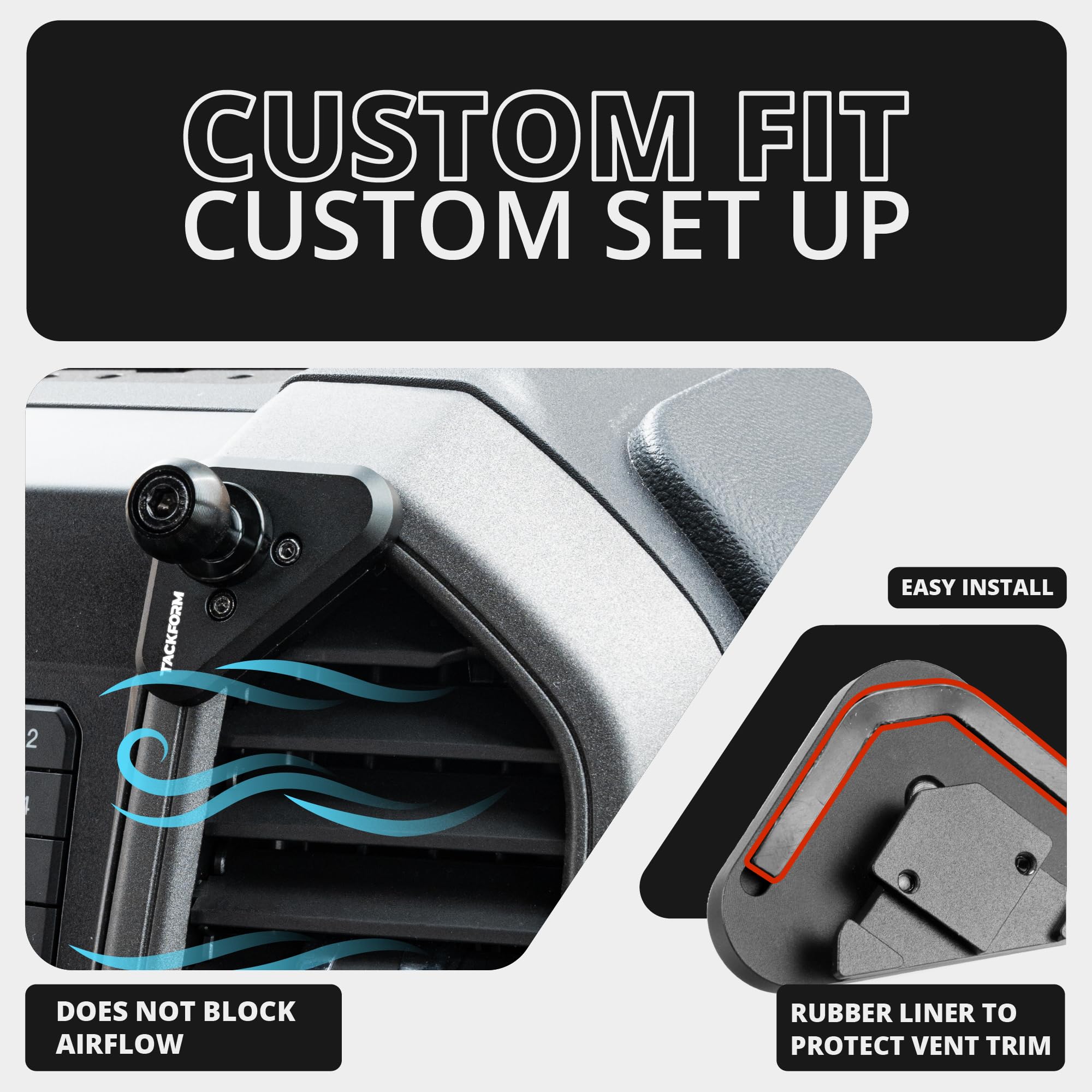 Tackform Link Vent Mount Magnetic Wireless Charging Phone Holder - Compatible With Magsafe, 2015-2020 Ford F-150, 2017-2021 Supe