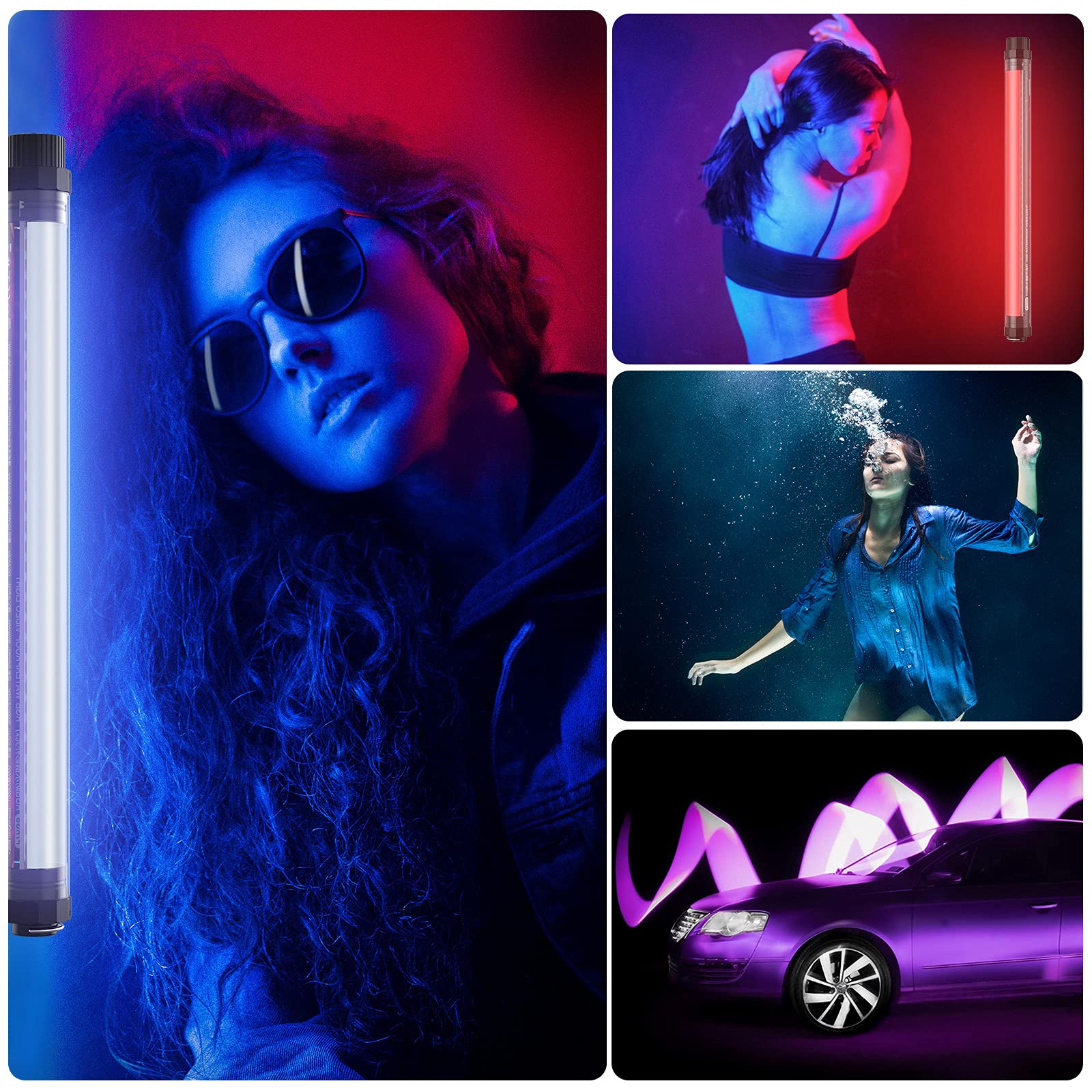 Uyled Handheld Photography Light Professional Led Video Light Wand 12 Lighting Mode, Stepless Dimming,Cri=95 Ip68 Waterproof Wit