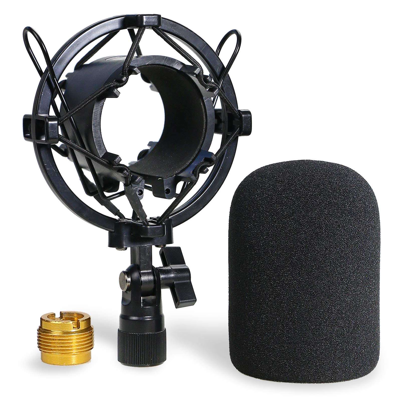 Sunmon At2020 Shock Mount With Windscreen, Shock Mount Stand With Foam Pop Filter For Audio Technica At2020 At2035 At4040 At2020
