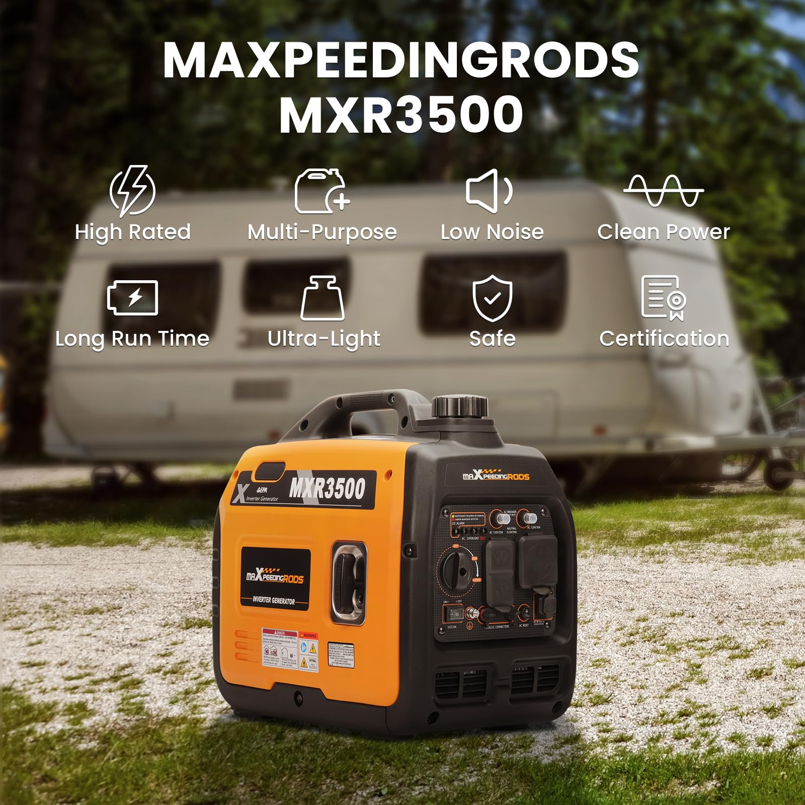Maxpeedingrods 5500W Inverter Generator,Gas Powered, 86Lbs, Electric Start, Epa Compliant, For Mobile Home Yard Garage Woodwork,