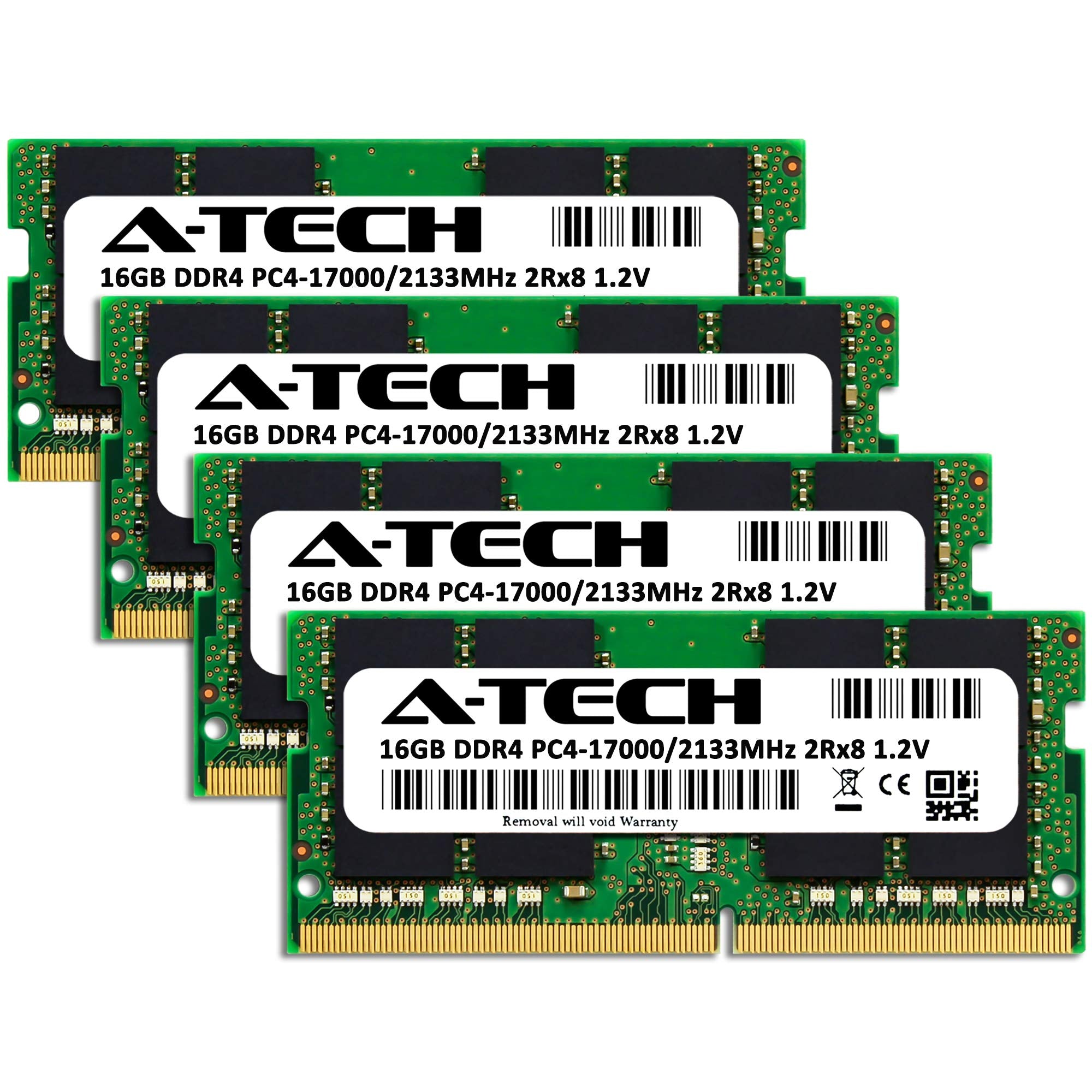 A Tech 64Gb (4X16Gb) Ddr4 2133 Mhz Sodimm Pc4 17000 (Pc4 2133P) Cl15 2Rx8 Non Ecc Laptop Ram Memory Modules