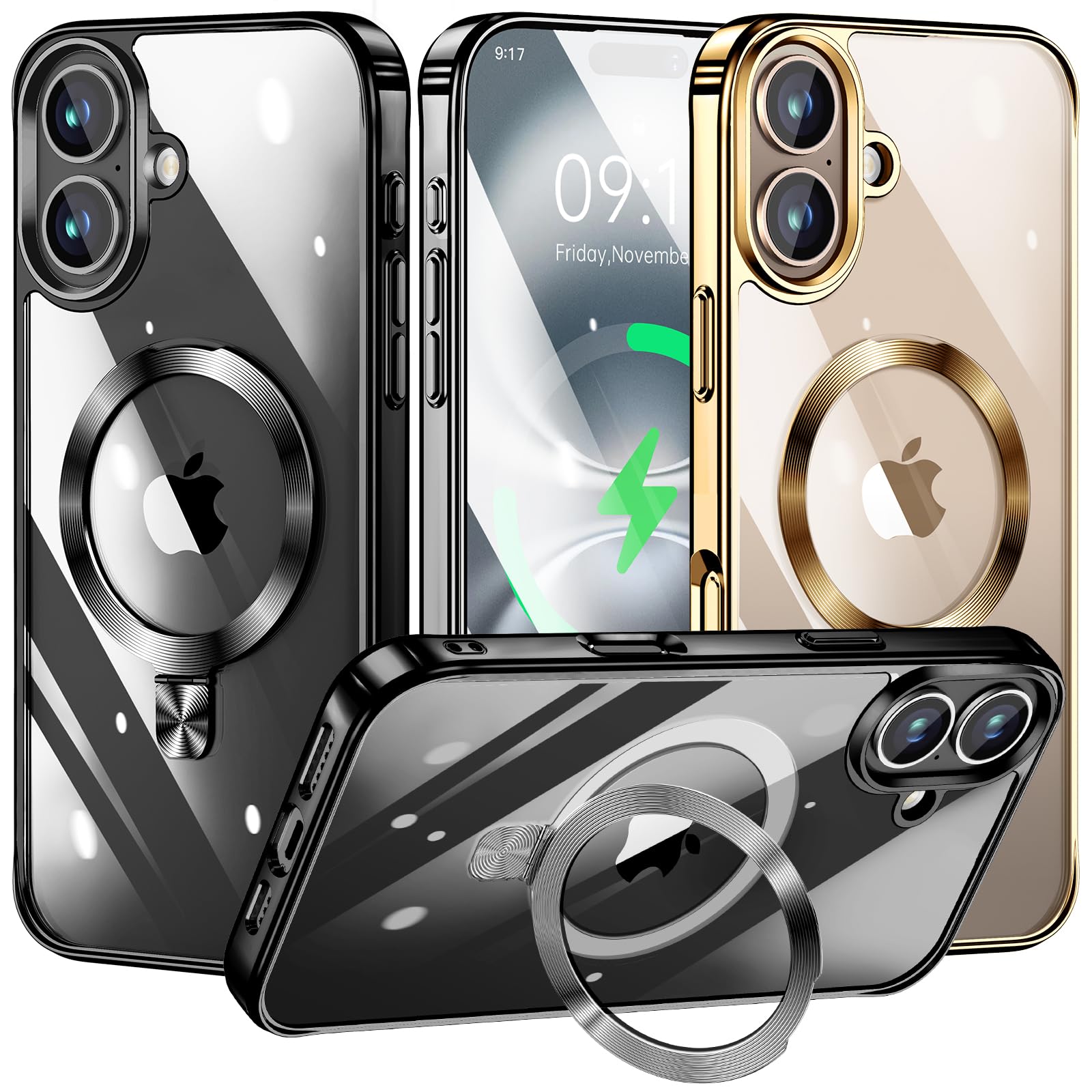 Tlikemiss [Cd Ring Compatible With Magsafe Invisible Stand] Magnetic For Iphone 16 Plus Case, [Clear Bumper Non Yellowing] [Look