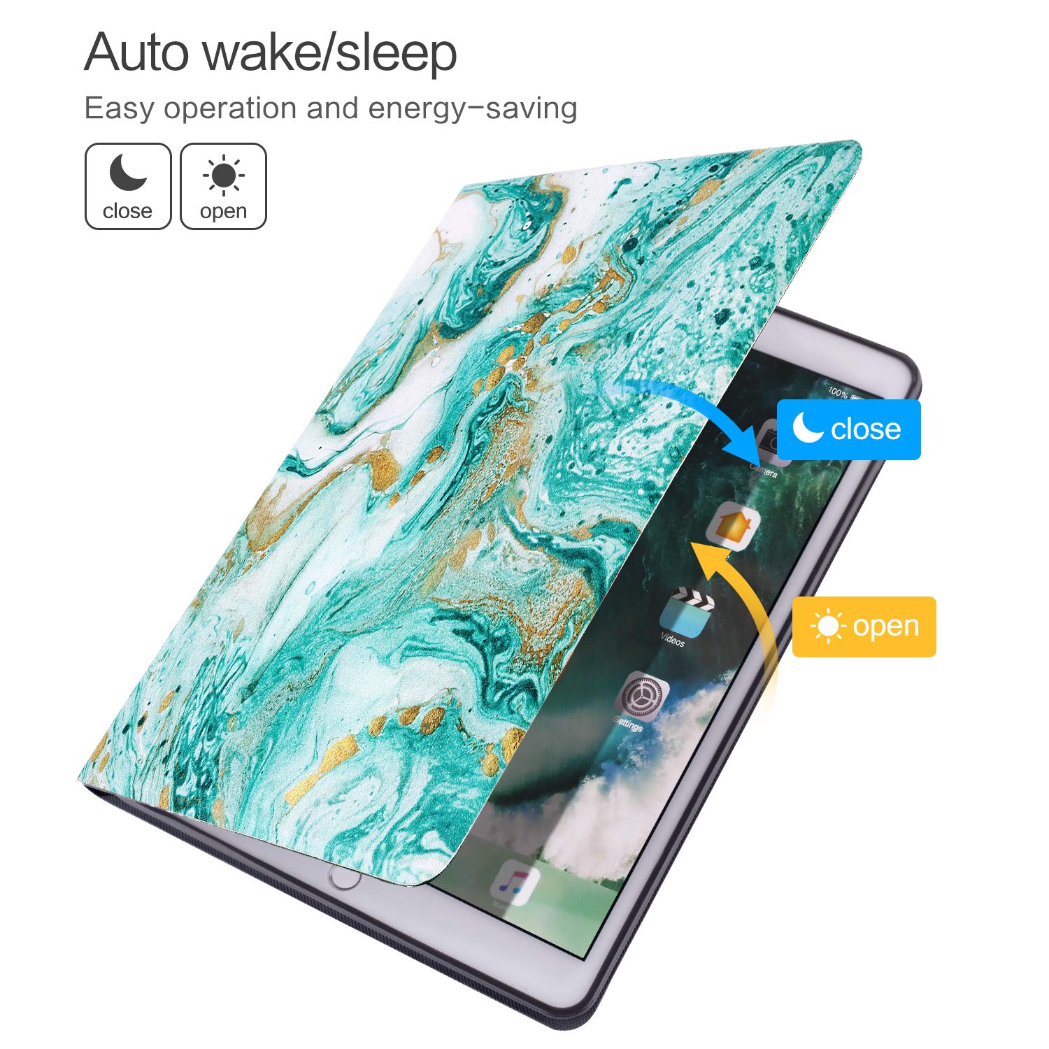 Vimorco Ipad 9.7 2018/2017 Soft Tpu Back Cover, Bump Drop Resistance Folio Leather Case, Adjustable Stand Auto Wake/Sleep Smart