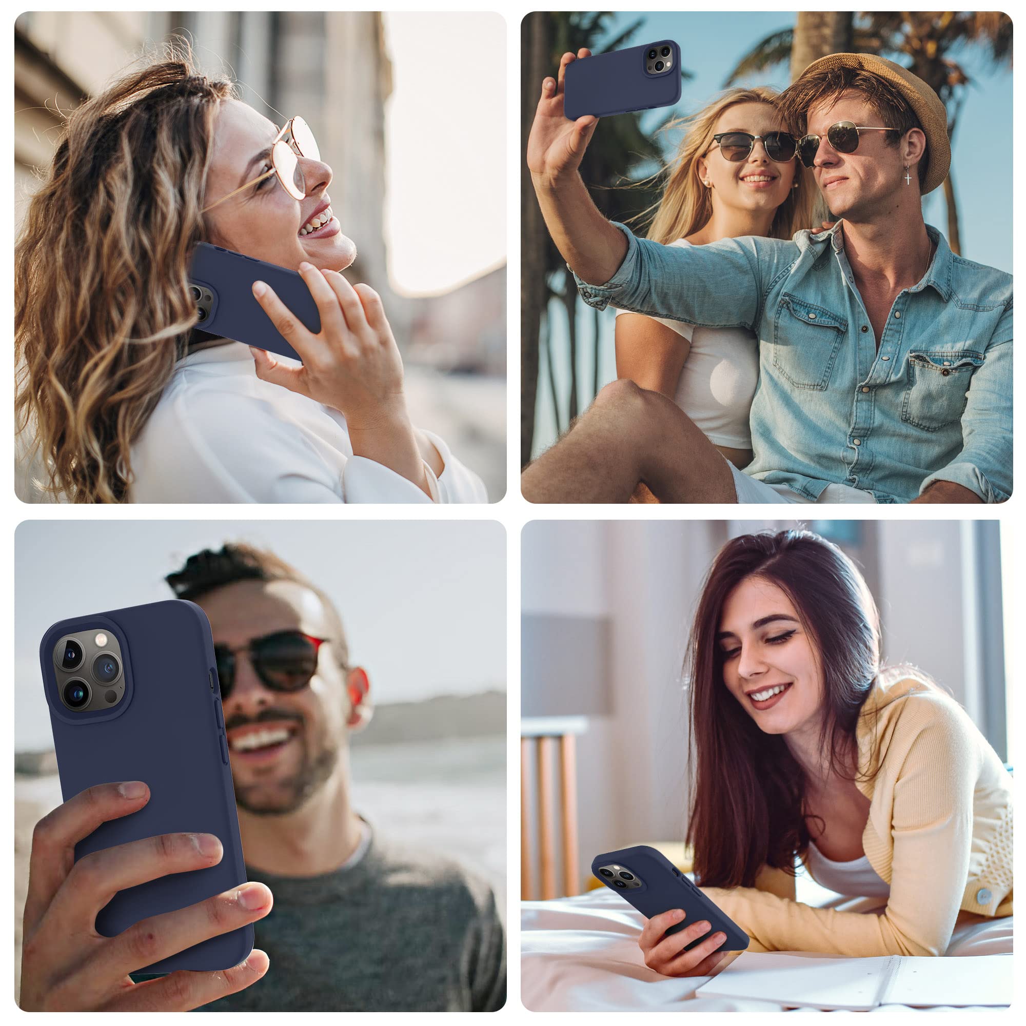 Otofly Designed For Iphone 14 Pro Case, Silicone Shockproof Slim Thin Phone Case For Iphone 14 Pro 6.1 Inch (Midnight Blue)