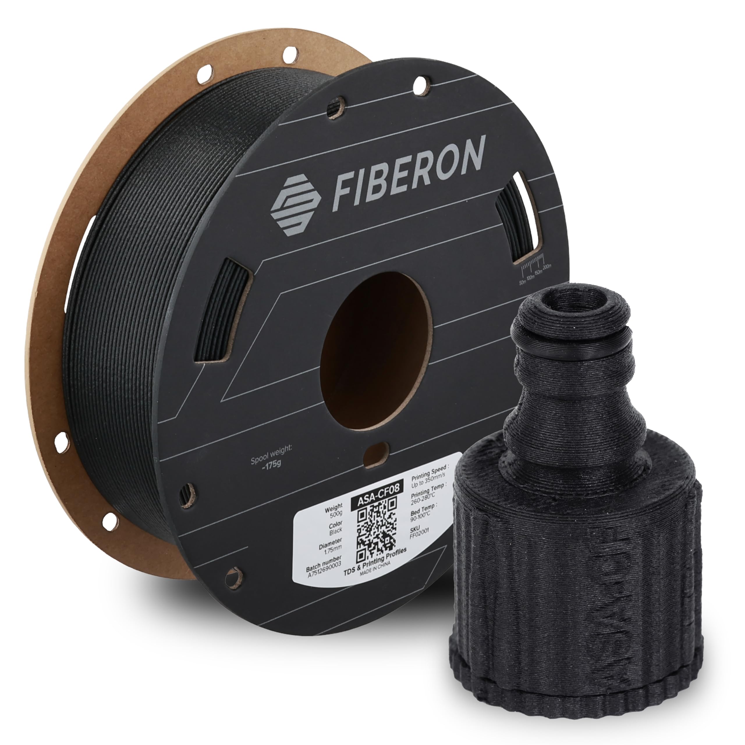 Polymaker Fiberon White PET-GF15 3D Printer Filament 1.75mm 1KG, 15% Glass Fiber Reinforced, High Strength & Heat Resistance, Id