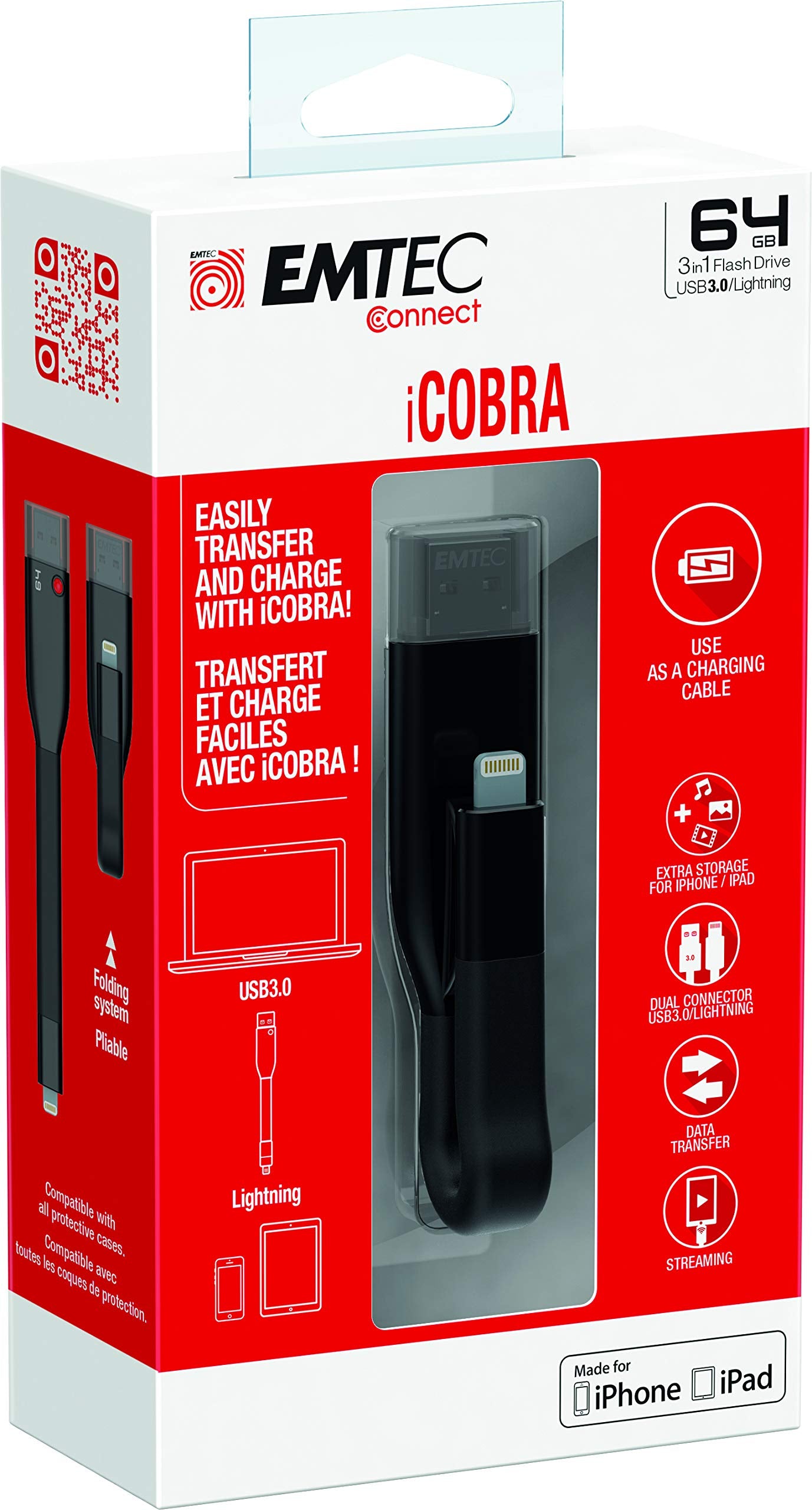 Emtec T500 Icobra2, Lightning,Black,64Gb,Ecmmd64Gt503V2B