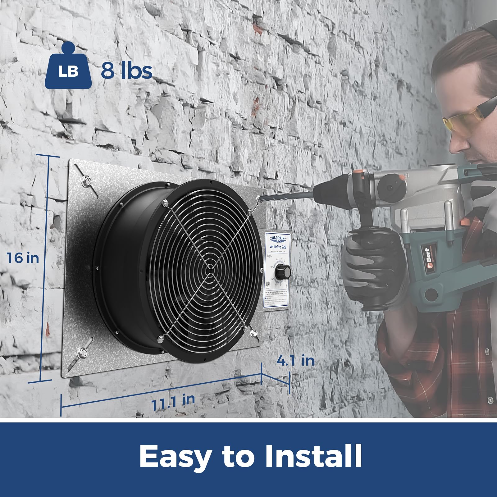 Alorair 720 Cfm High Flow Powered Crawl Space Ventilation Fan, Ip55 Rated 10'' Basements Vent Fan With Freeze Protection Thermos