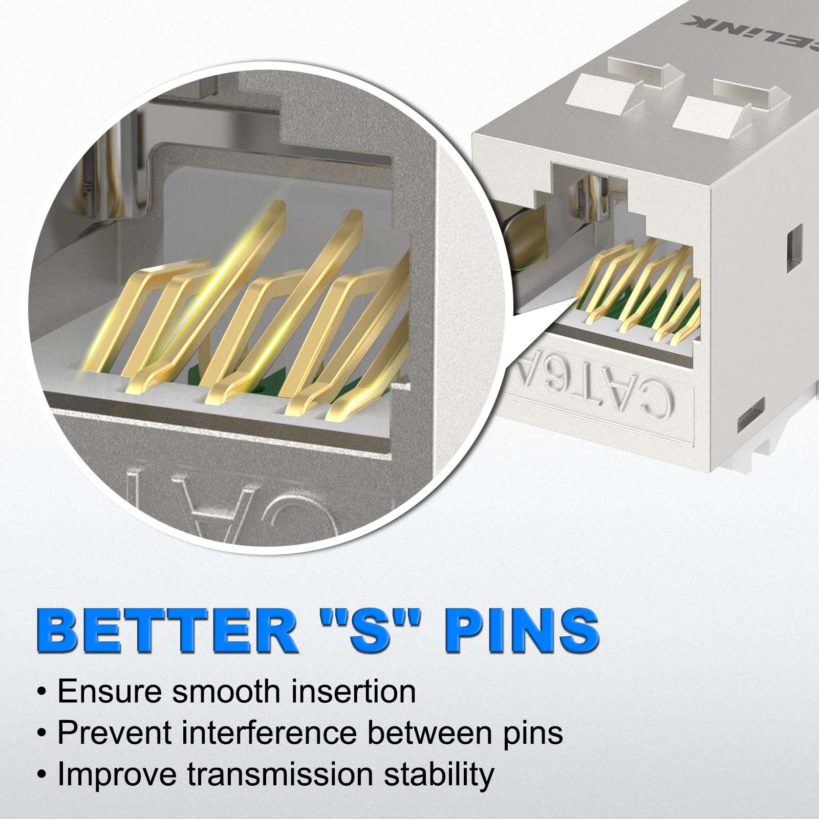 Vcelink Cat6A Rj45 Keystone Coupler Shielded, 10 Pack Keystone Jack Inline Coupler Female To Female 10Gbps For Patch Panel And K