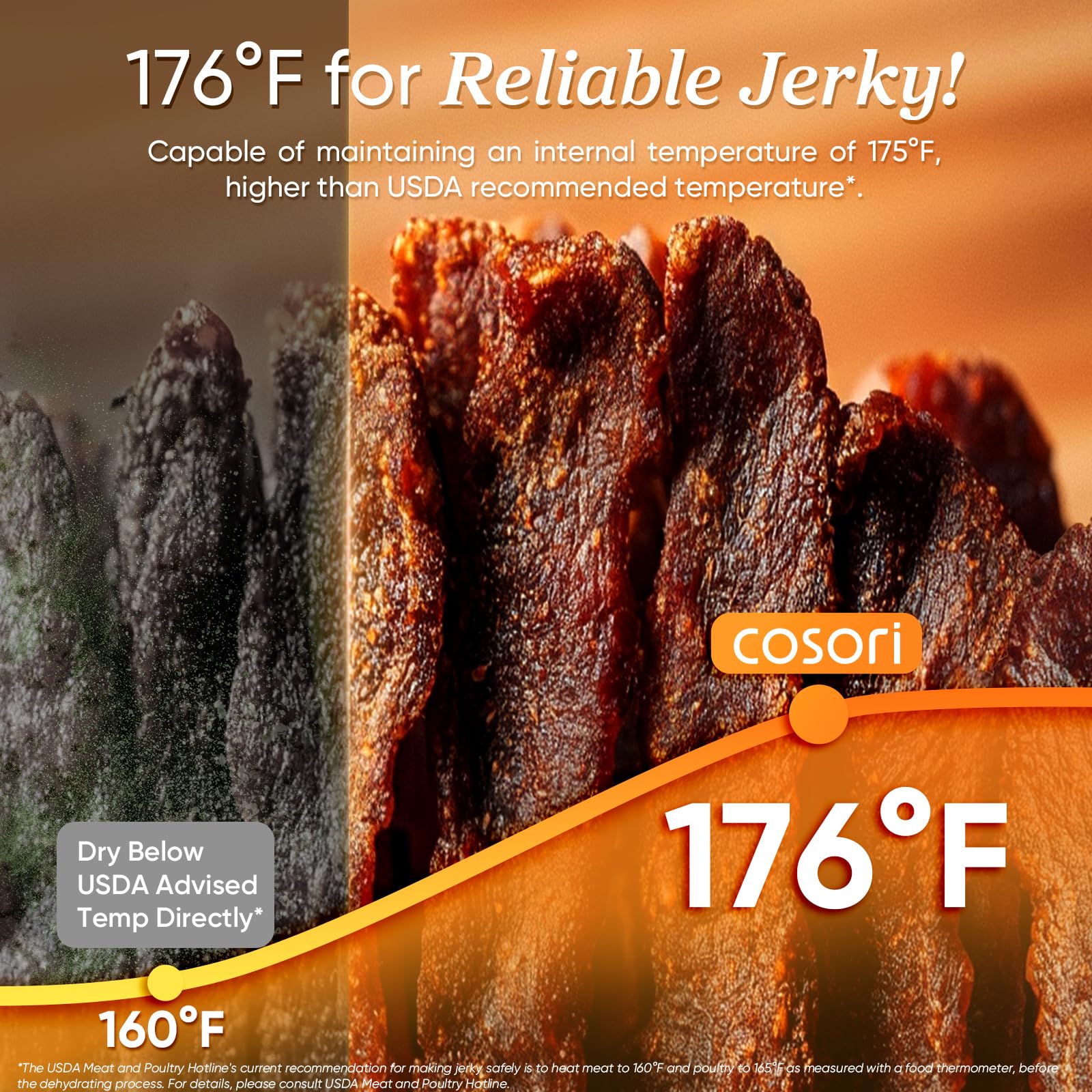 Cosori Food Dehydrator For Jerky, 176?F Temperature Control, 5 Stainless Steel Trays Dryer Machine, 4 Presets, 48H Timer, For Do