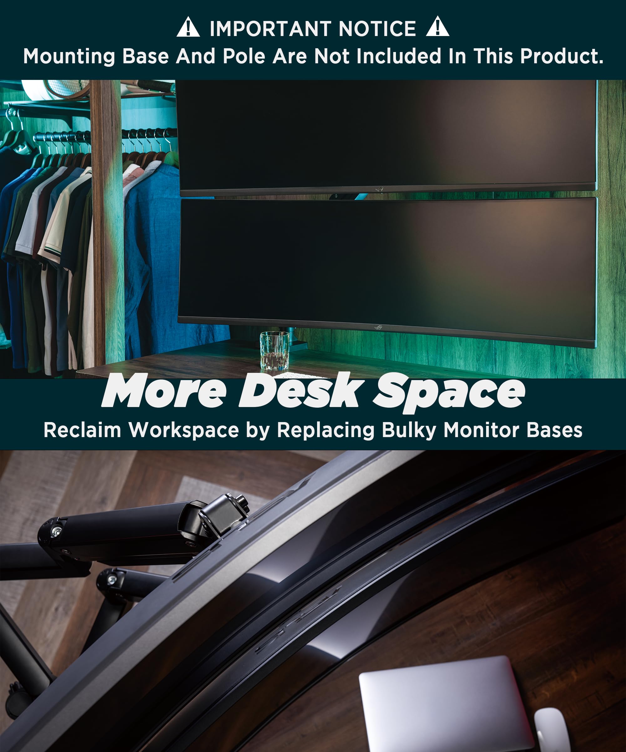 Ultrarm Heavy Duty Extension Arm [Accessory Only   Requires Ma20P S Single Monitor Arm For Use] Dual 49'' Vertical Stacked Monit