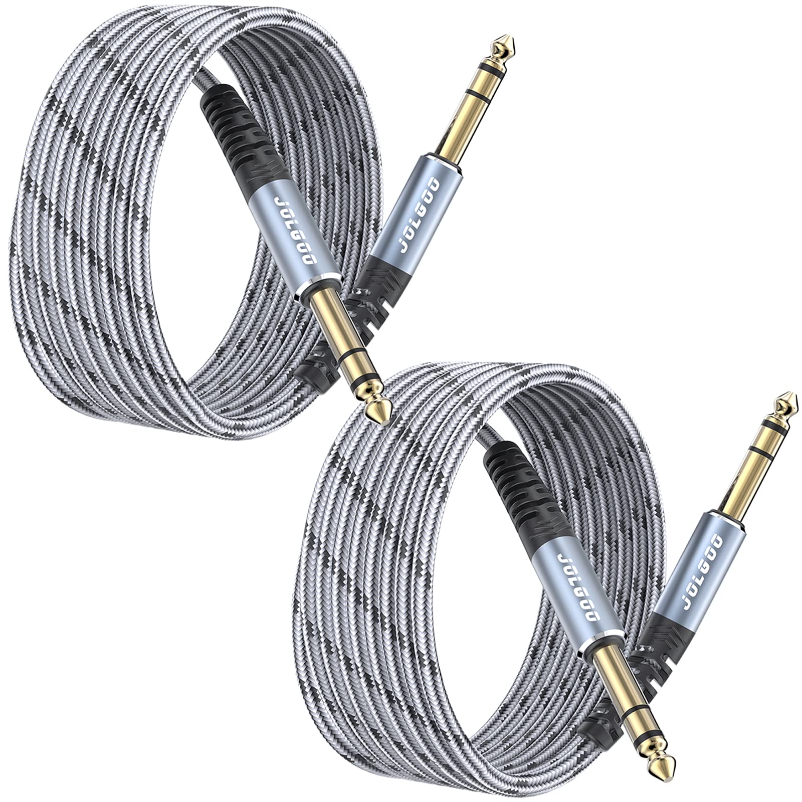 Jolgoo 1/4 Inch Trs Cable 10Ft 2 Pack, 1/4 Inch Guitar Cable 10 Ft, 6.35 Balanced Interconnect Line For Electric Guitar, Bass, K