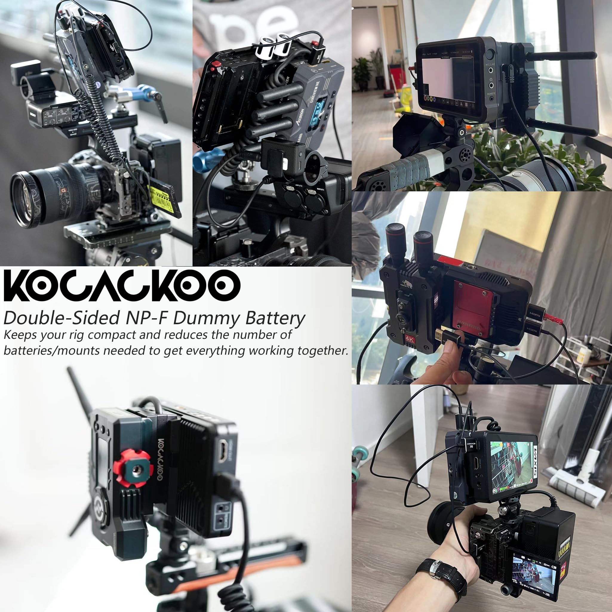 Kocackoo D Tap To Double Sided Np F550/970/570/770 Dummy Battery Power Adapter Compatible For Led Light, Feelworld,Atomos Ninja/