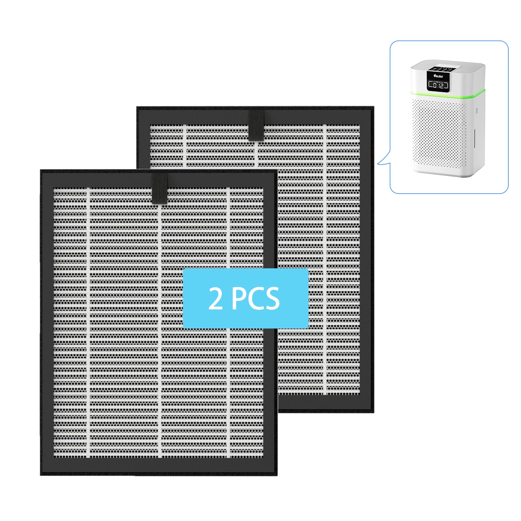 (2 PCS) Air Purifier ClearAir-A5 Replacement Filter, VEWIOR H13 True HEPA Air Cleaner Filter (Special forVEWIOR ClearAir-A5 Air 