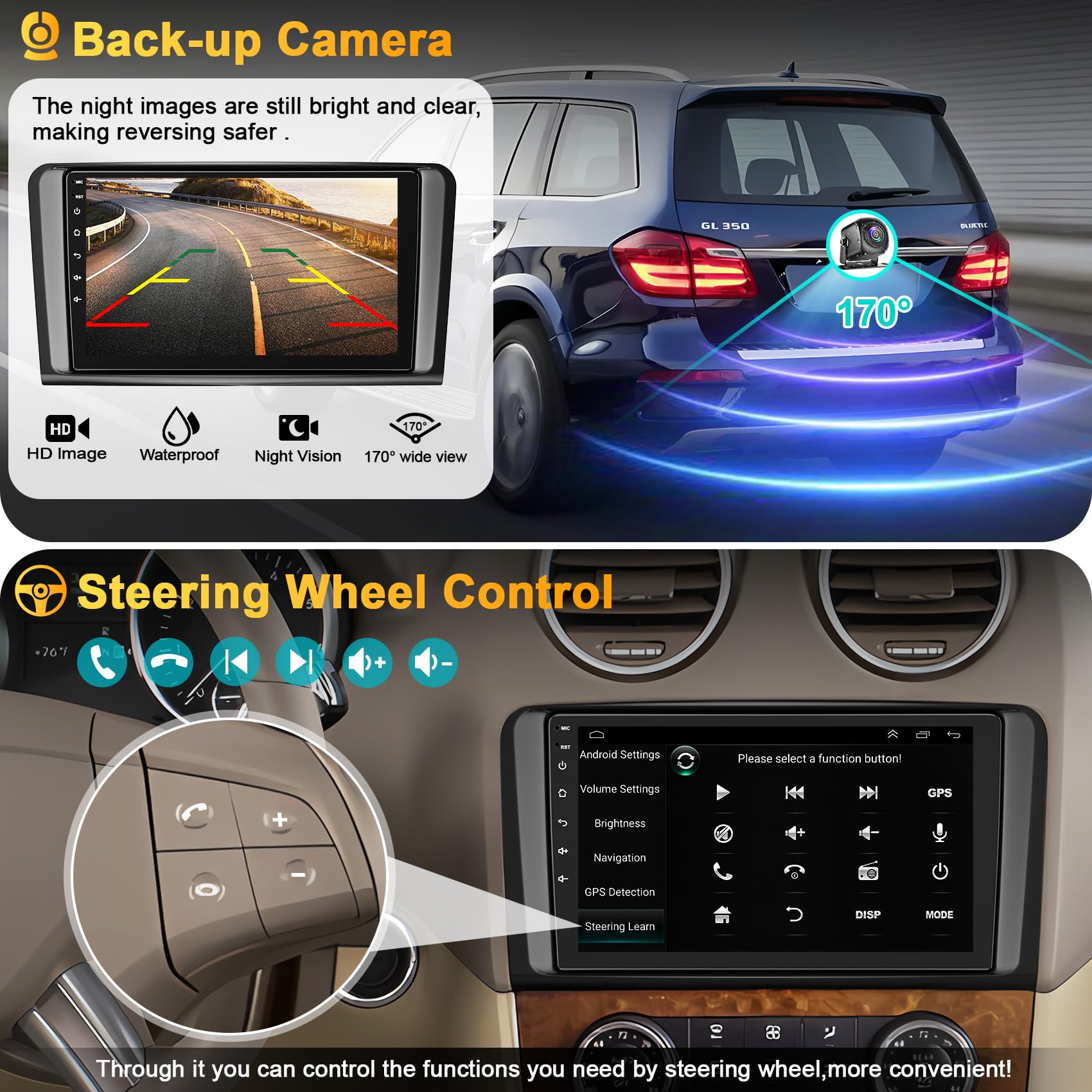 4G+64G Car Radio For Mercedes Benz Ml Gl Ml350 Gl320 X164 2005-2011, Support Wireless Carplay/Android Auto 9'' Android 13 Ips To