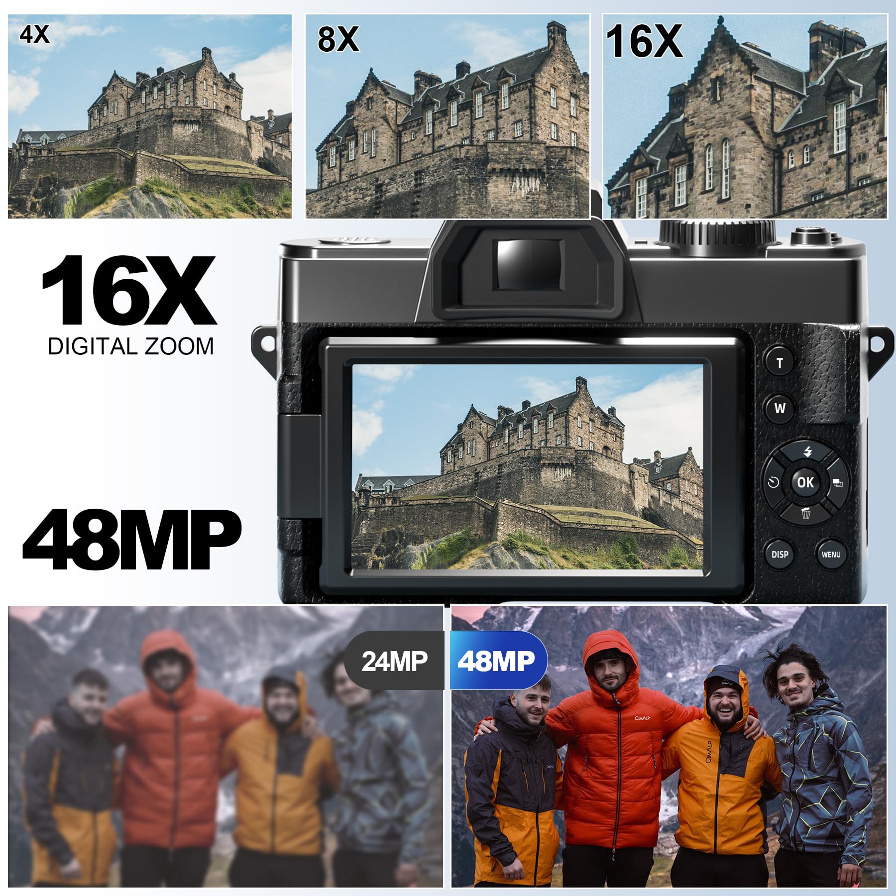 G Anica 4K Digital Cameras For Photography, 48Mp Vlogging Camera For Youtube With Wifi, 180 Flip Screen Compact Camera With Flas