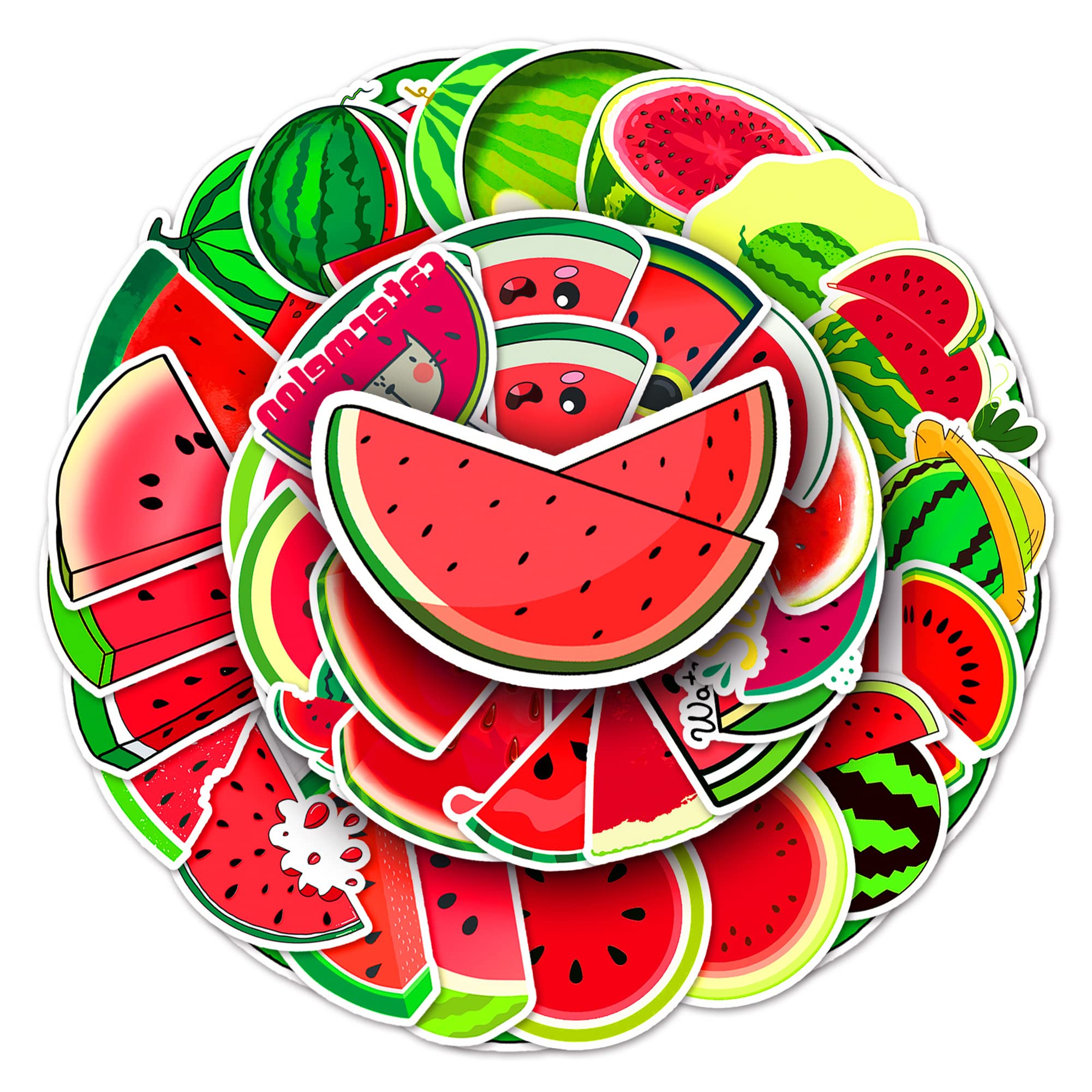 Aiwuding Watermelon Stickers Pack, 50Pcs, Vinyl Decals, Fruit Stickers For Hydro Flask, Laptop, Water Bottle, Stickers For Kids,