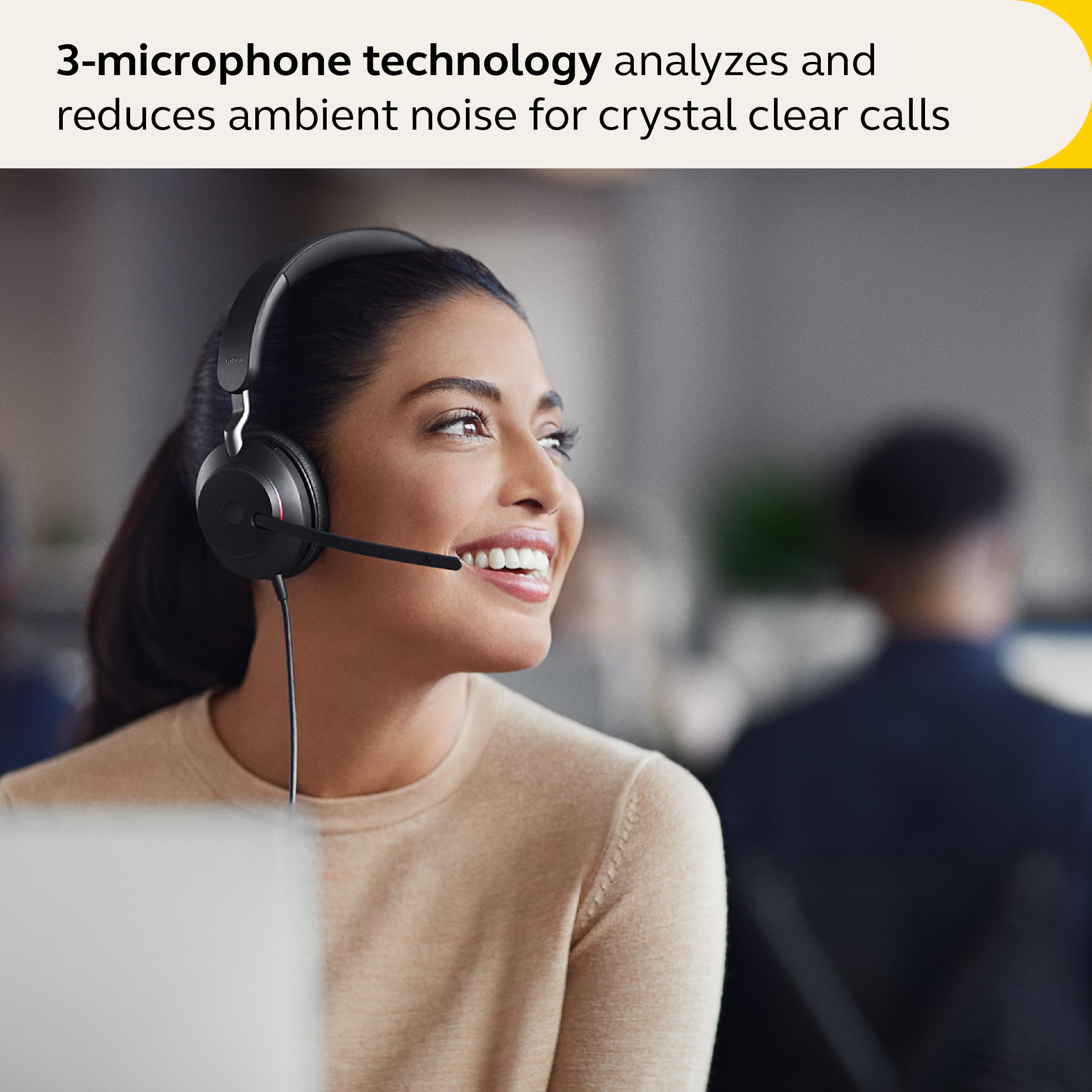 Jabra Evolve2 40 Se Wired Stereo Noise Cancelling Headset   Features 3 Mic Call Technology And Usb C Cable   Works With All Lead