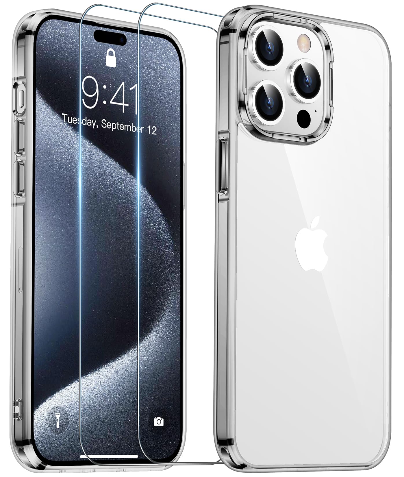 Temdan Designed For Iphone 15 Pro Case Clear,[Anti Yellowing][10Ft Military Grade Drop Protection][Anti Scratch] Slim Fit Yet Pr