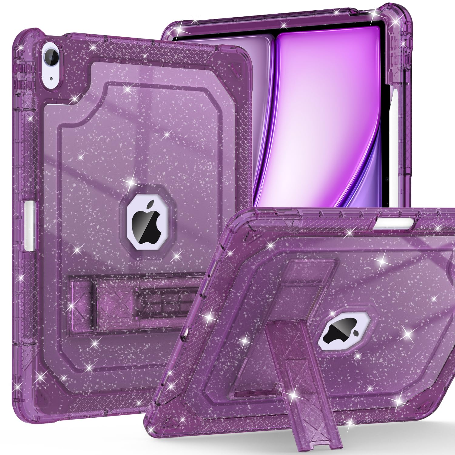 Zonefoker For New Ipad Air 13 Inch Case 2024 M2, 13'' Ipad Air Case 6Th Gen 2024 13 Inch Purple Glitter Slim Cover With Pencil H