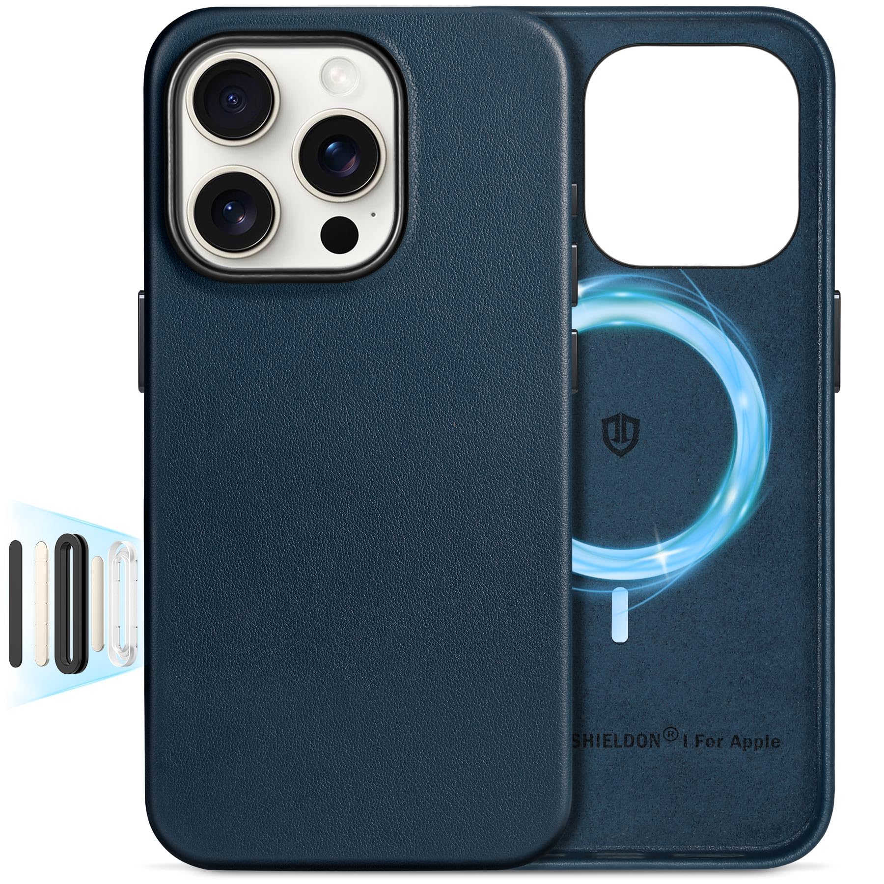 SHIELDON Case for iPhone 16 Pro 6.3, [Camera Button Updated], Compatible with MagSafe, Genuine Leather Magnetic Wireless Chargin