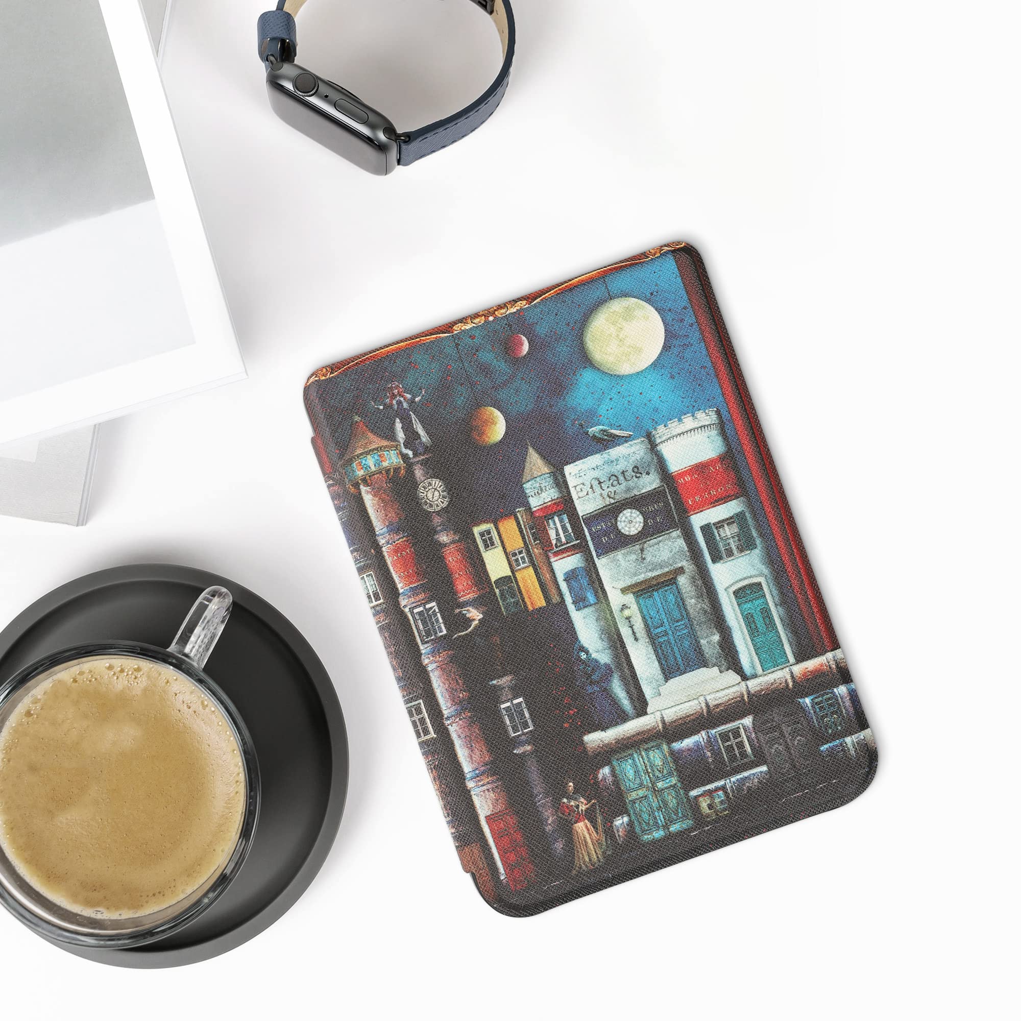 Kwmobile Case Compatible With Kobo Clara 2E / Tolino Shine 4 Case   Ereader Cover   Book City Multicolor