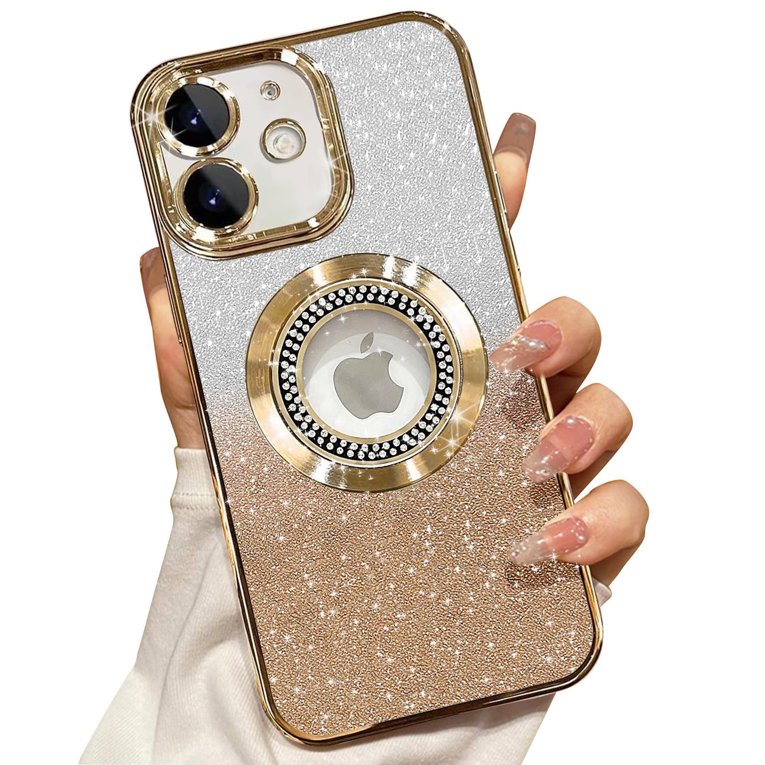Misscase For Iphone 12 Magnetic Glitter Case Compatible With Magsafe,Full Protection Slim Shockproof Anti Scratch Case With Came
