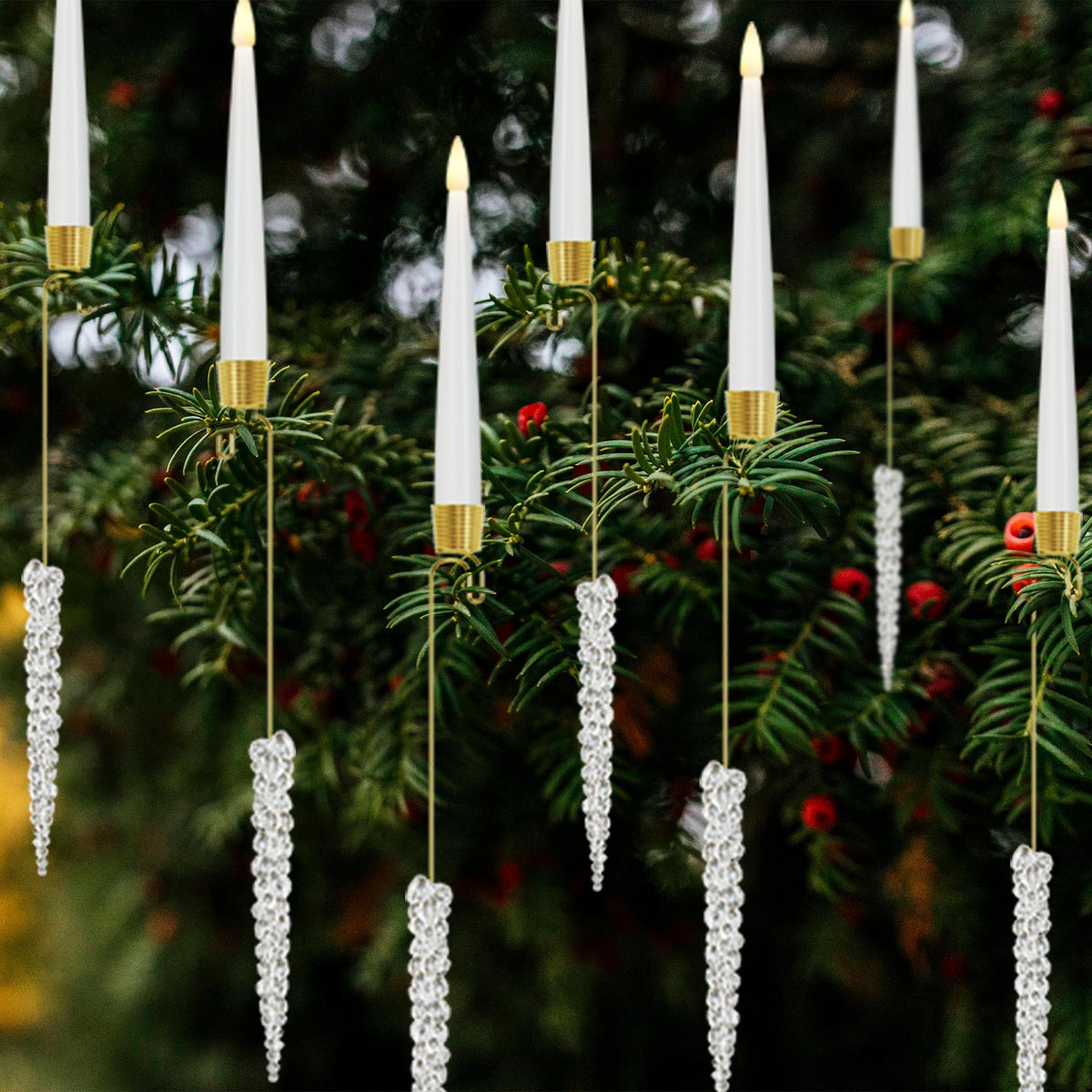 Joione Christmas Tree Candles With Hooks & Remote   12 Pack Led Flickering Flameless Candles With Timer For Christmas Tree Decor