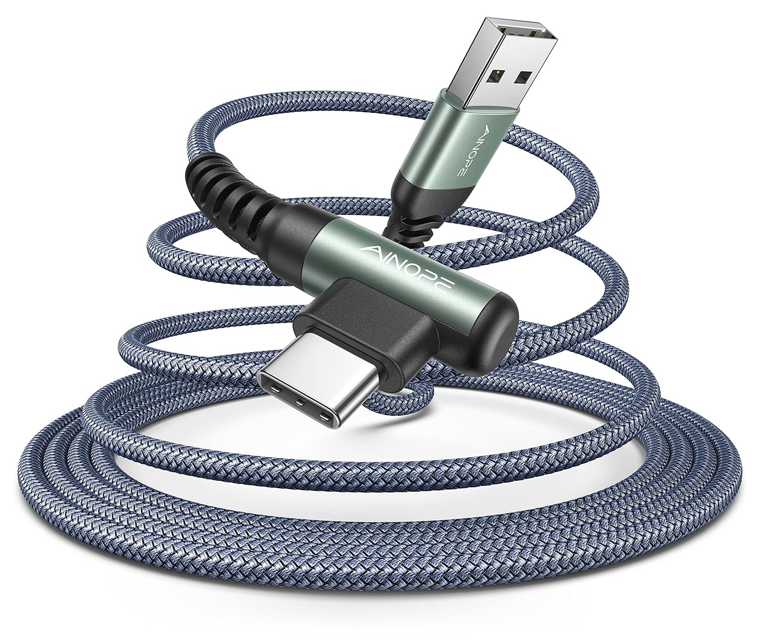 16.5Ft Usb C Fast Charging Cable 3.1A Fast Charge, Right Angle Ainope Usb C Charging Cable, Durable Nylon Braided Usb Type C Cab