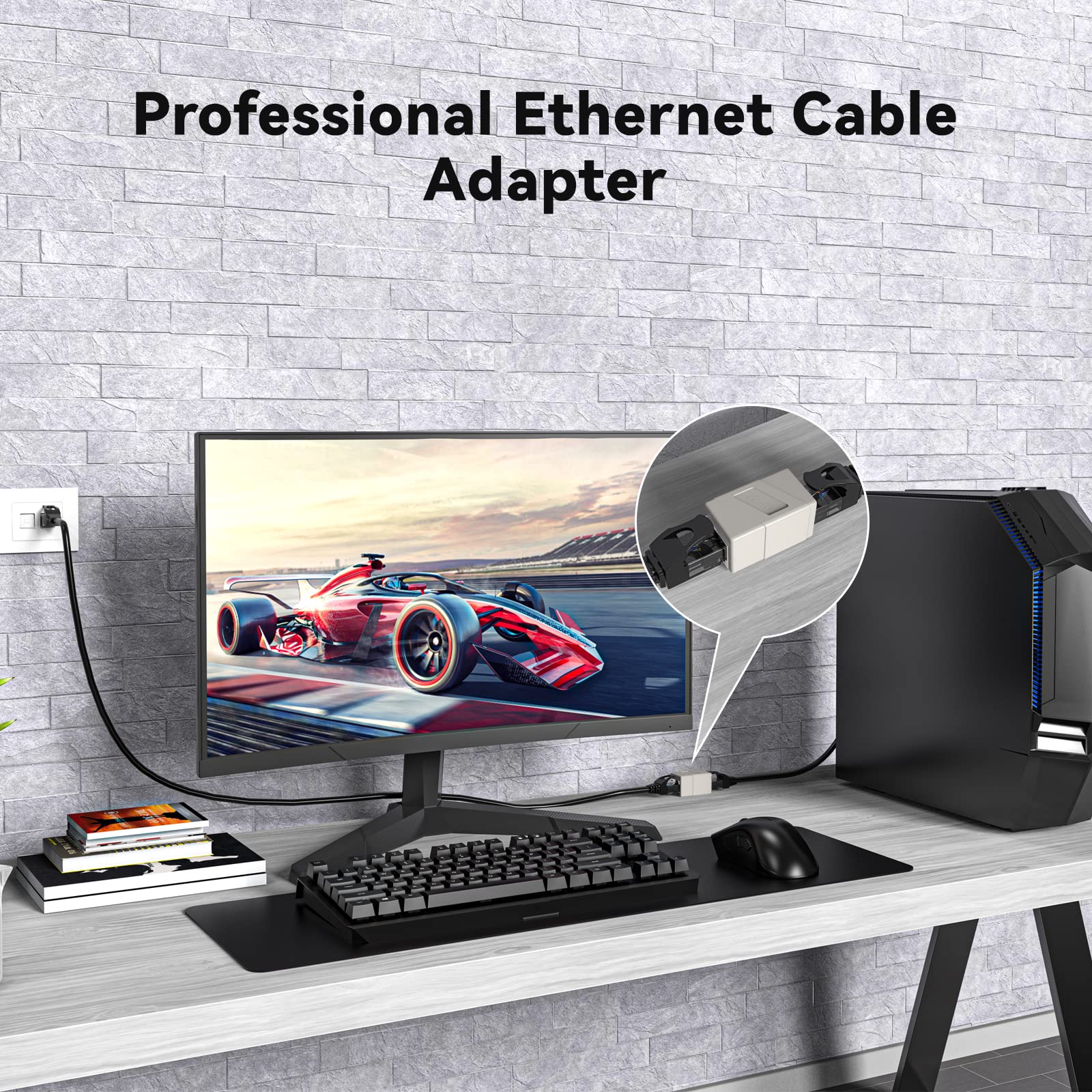 Rj45 Coupler, 10 Pack Ethernet Adapters Female To Female, Ethernet Cable Extender Adapter, 8 Pin Modular Straight Through, Network Connectors For Cat8/Cat7/Cat6/Cat6A/Cat5E/Cat5 Ethernet Cable(White)