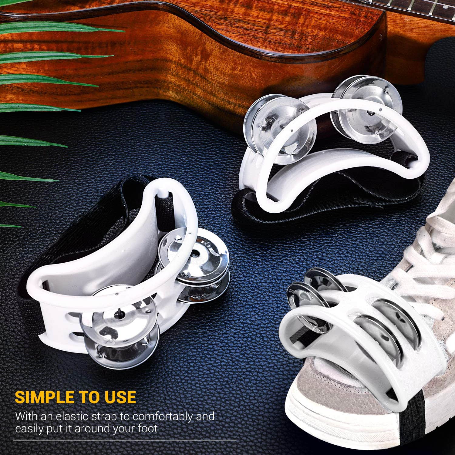 Facmogu 2Pcs Foot Tambourine For Adults, Foot Tambourine Shaker Musical Rhythm Instrument, Foot Tambourines Percussion With Doub