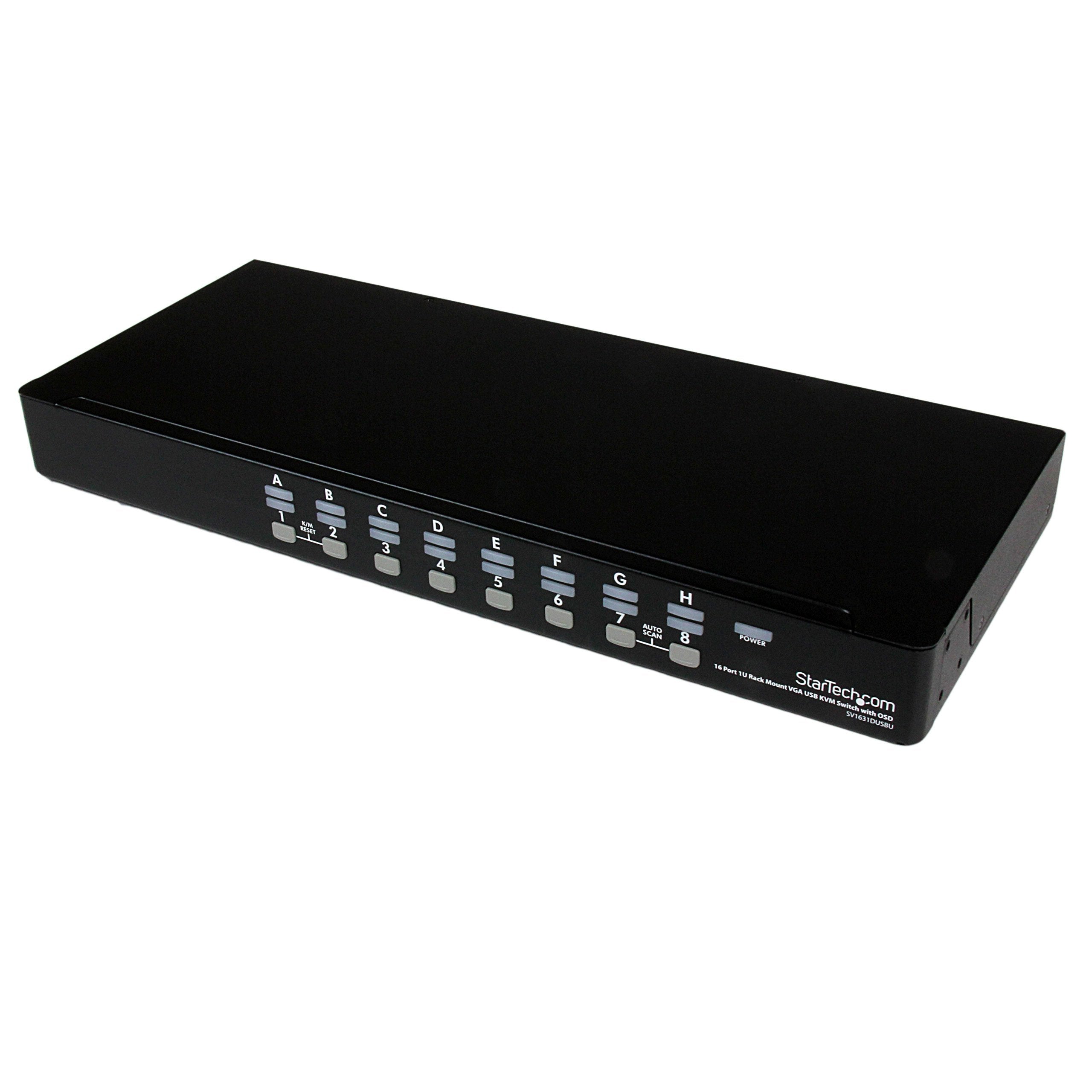 Startech.Com 16 Port 1U Rackmount Usb Kvm Switch With Osd (Sv1631Dusbu),Black