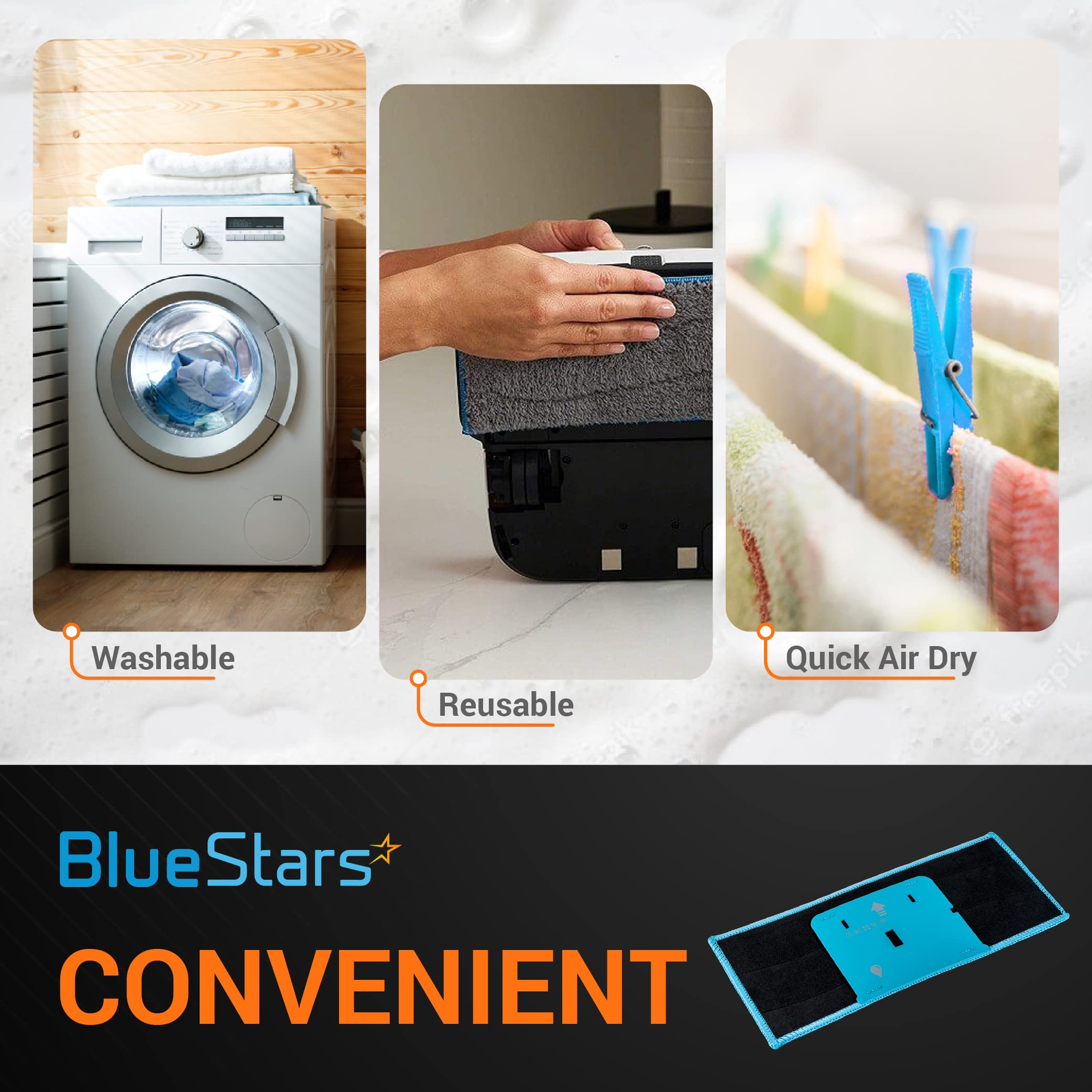 Bluestars 4 Packs Washable And Reusable Wet Mopping Pads   Compatible With Braava Jet M Series Braava Jet M6 (6110) (6012) (6112