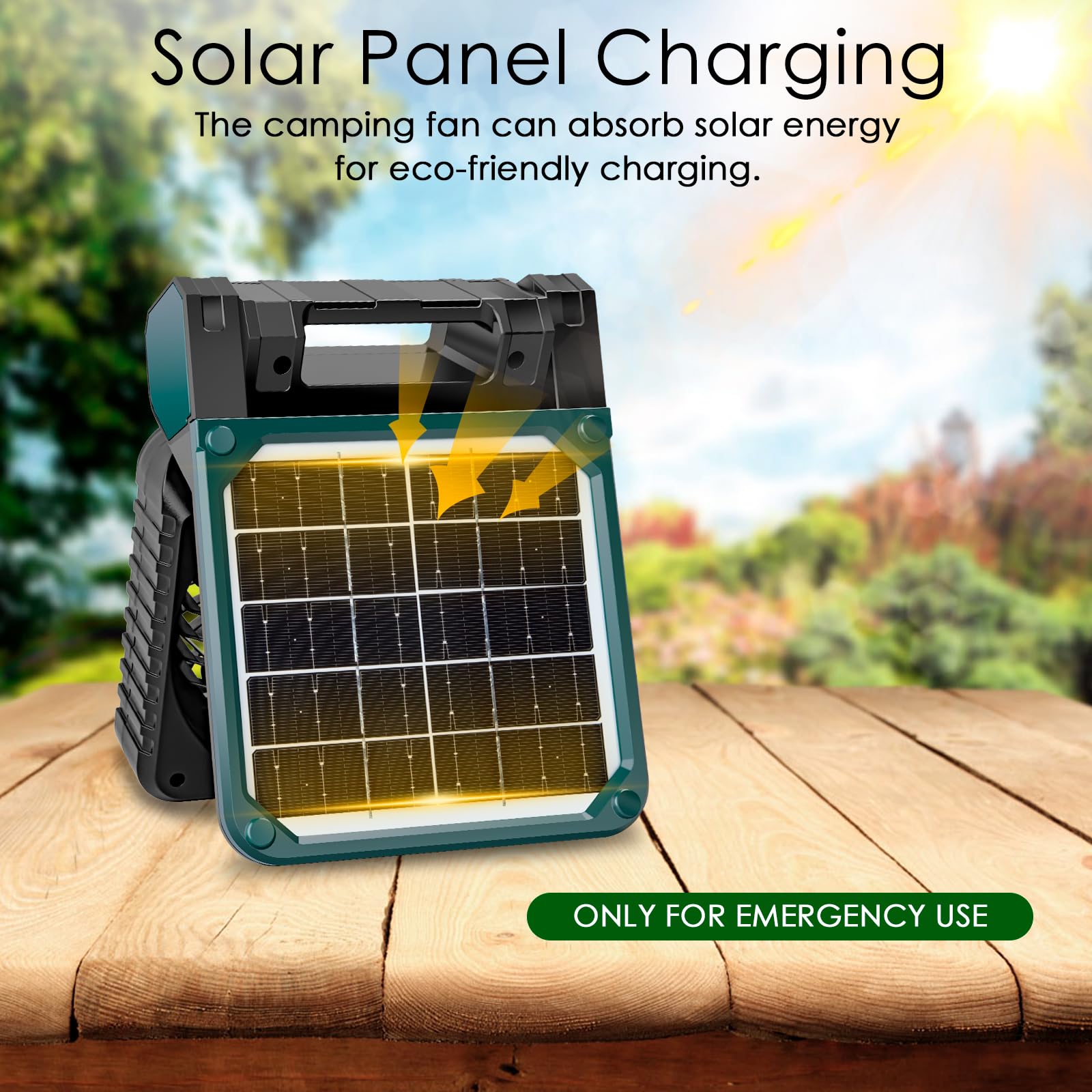 Sendowtek Portable Battery Fan With Solar Panel, 10400Mah Rechargeable Fan With Timer Led Light Small Usb Battery Powered Campin