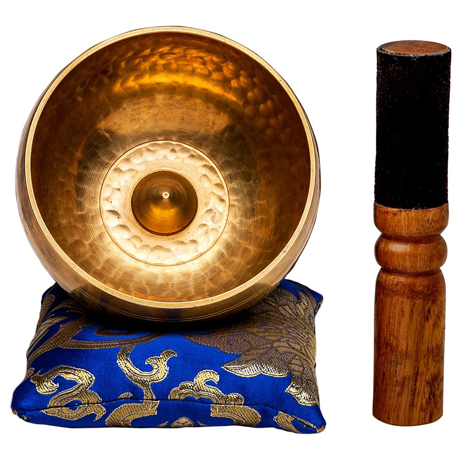Tibetan Singing Bowl Set By Ohm Store   Hand Hammered Lingam Meditation Sound Bowl   Yoga, Chakra Balancing, Mindfulness, Stress