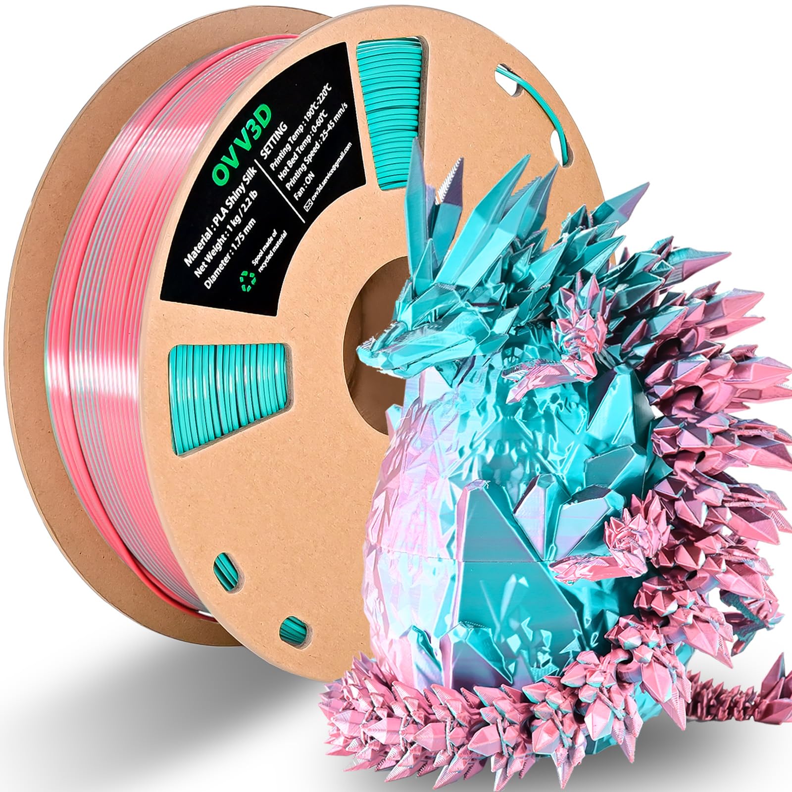 Ovv3D Pla Filament 1.75Mm, 3D Printer Filament Silk Pla Dual Color Pla Filament, Sky Blue And Pink Pla Filament, Color Change Ev