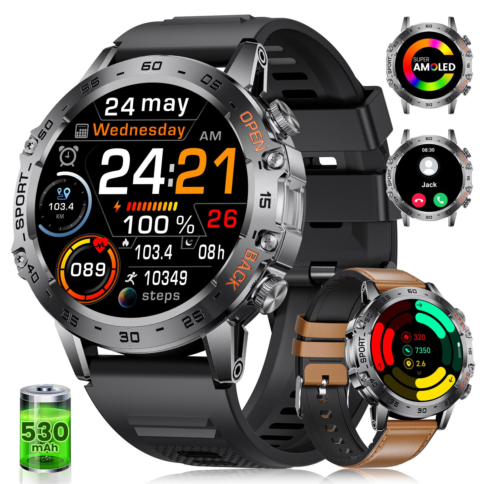 Sunkta Smart Watch For Men(Answer/Dial Calls),1.43 ' ' Amoled/100 Sports Modes, 5Atm Waterproof Fitness Watch With Heart Rate/Sp