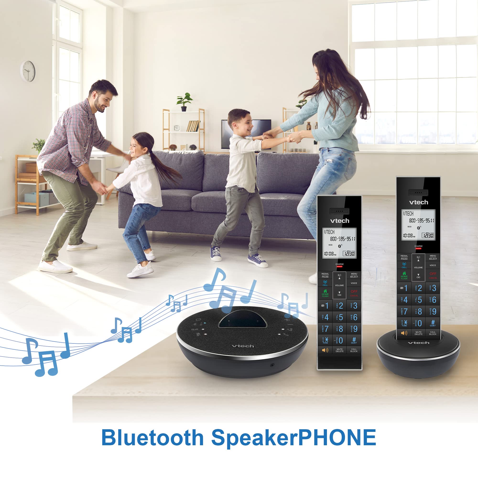 Vtech Ls6381 2 Bluetooth Speaker With Echo Cancellation, Noise Reduction, Music Streaming, Pc/Landline/Cellular Calls, Paired Wi