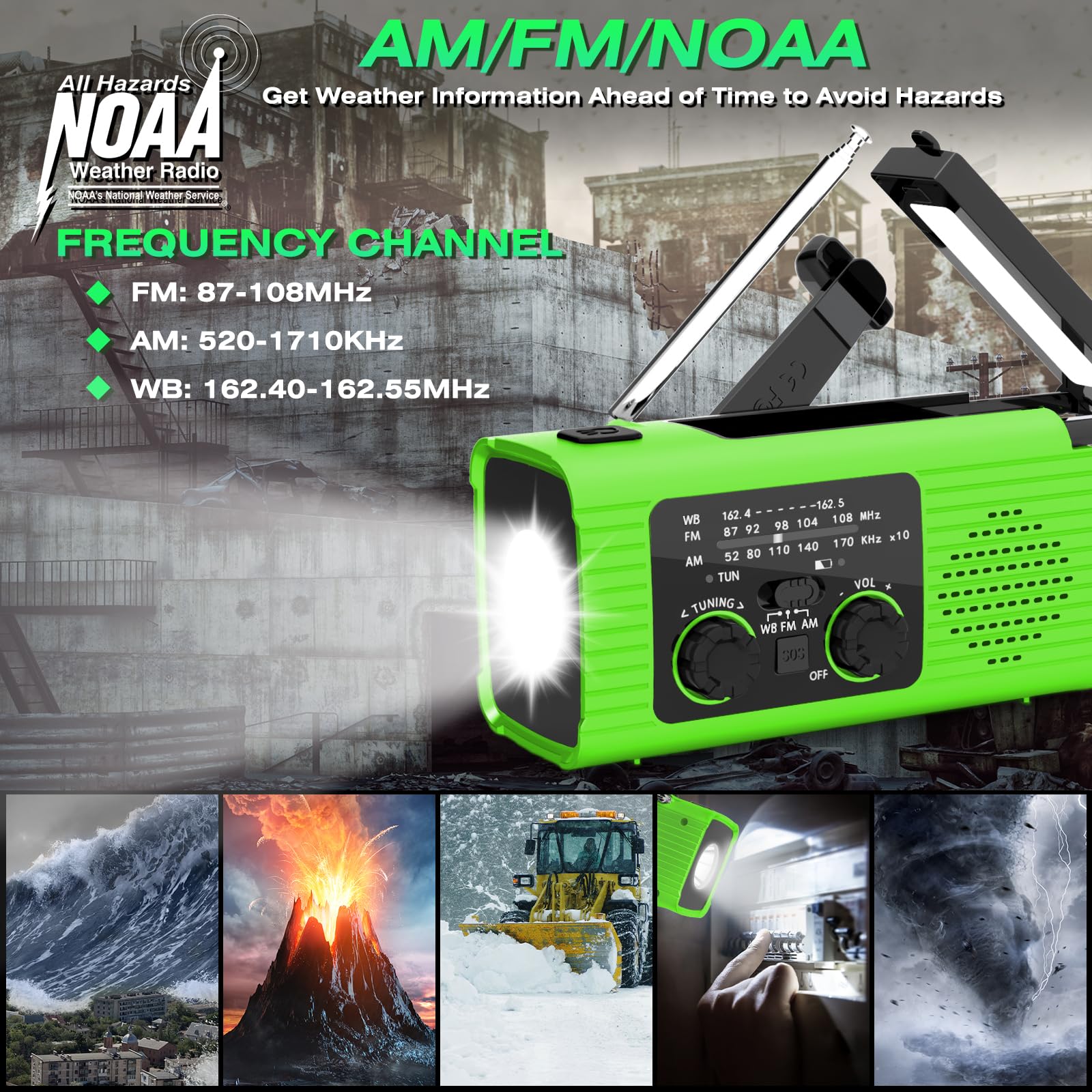 Nitigo Radios For Emergency, Multifunction Solar Charger Hand Crank Radio Noaa Weather Am/Fm Radio 4000Mah With Usb Charged, Rea