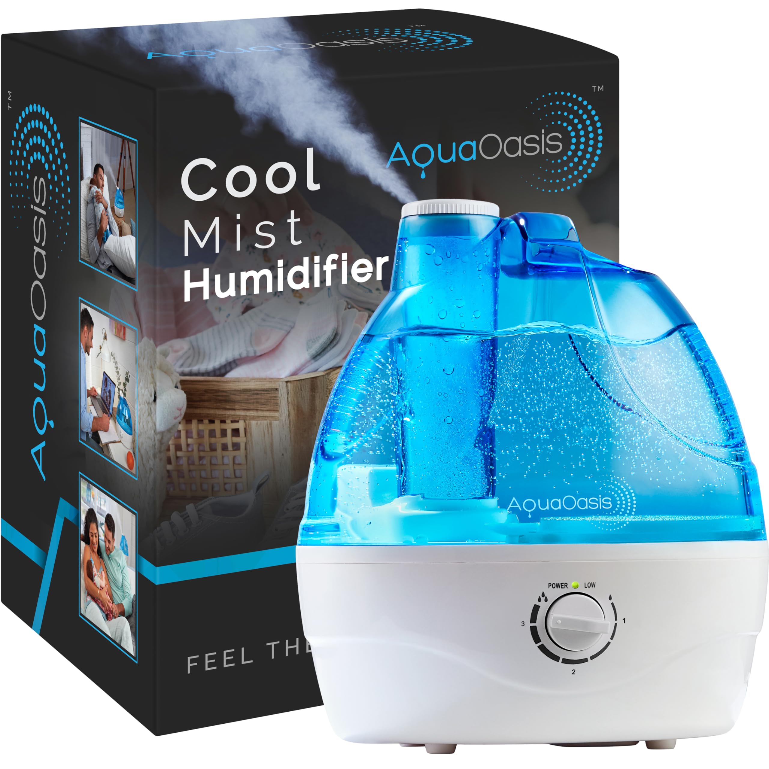Aquaoasis    Cool Mist Humidifier (2.2L Water Tank) Quiet Ultrasonic Humidifiers For Bedroom & Large Room   Adjustable  360 Rota