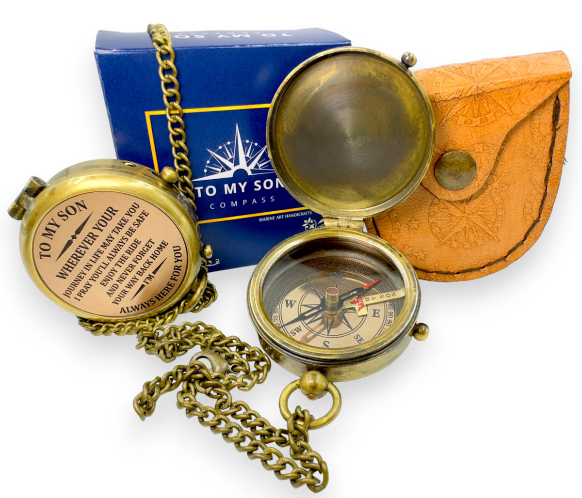 To My Son Christmas Educational Confirmation Communion Vintage Style Compass With Gift Box Father'S Day Partner Best Man Anniver