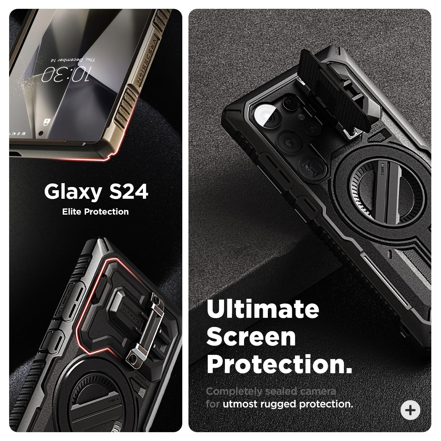 Vrs Design Terra Guard Ultimate For Galaxy S24 Ultra Case [Magnetic], Premium Fully Covered [Camera Lens Protection Cover] [Kick