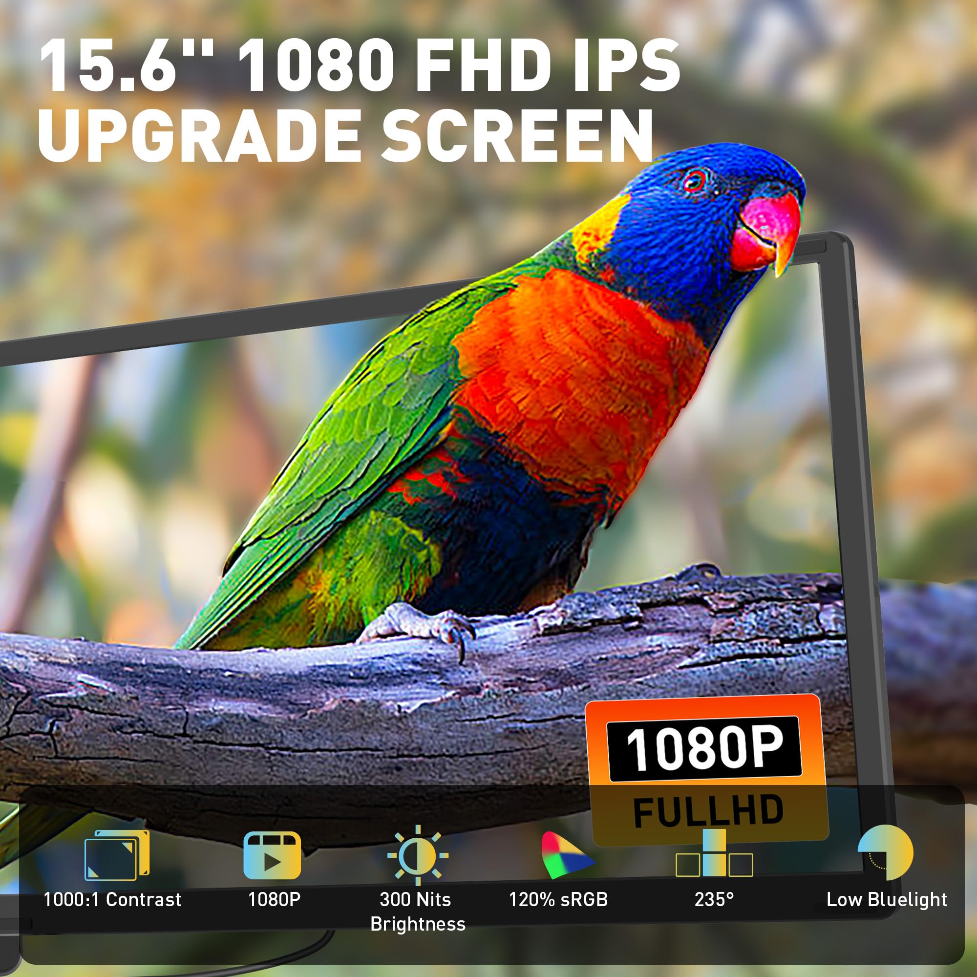 Maxfree Laptop Screen Extender,15.6'' Fhd 1080P Triple Screen Laptop Monitor Extender,Plug & Play,Detachable Screen Triple Monit