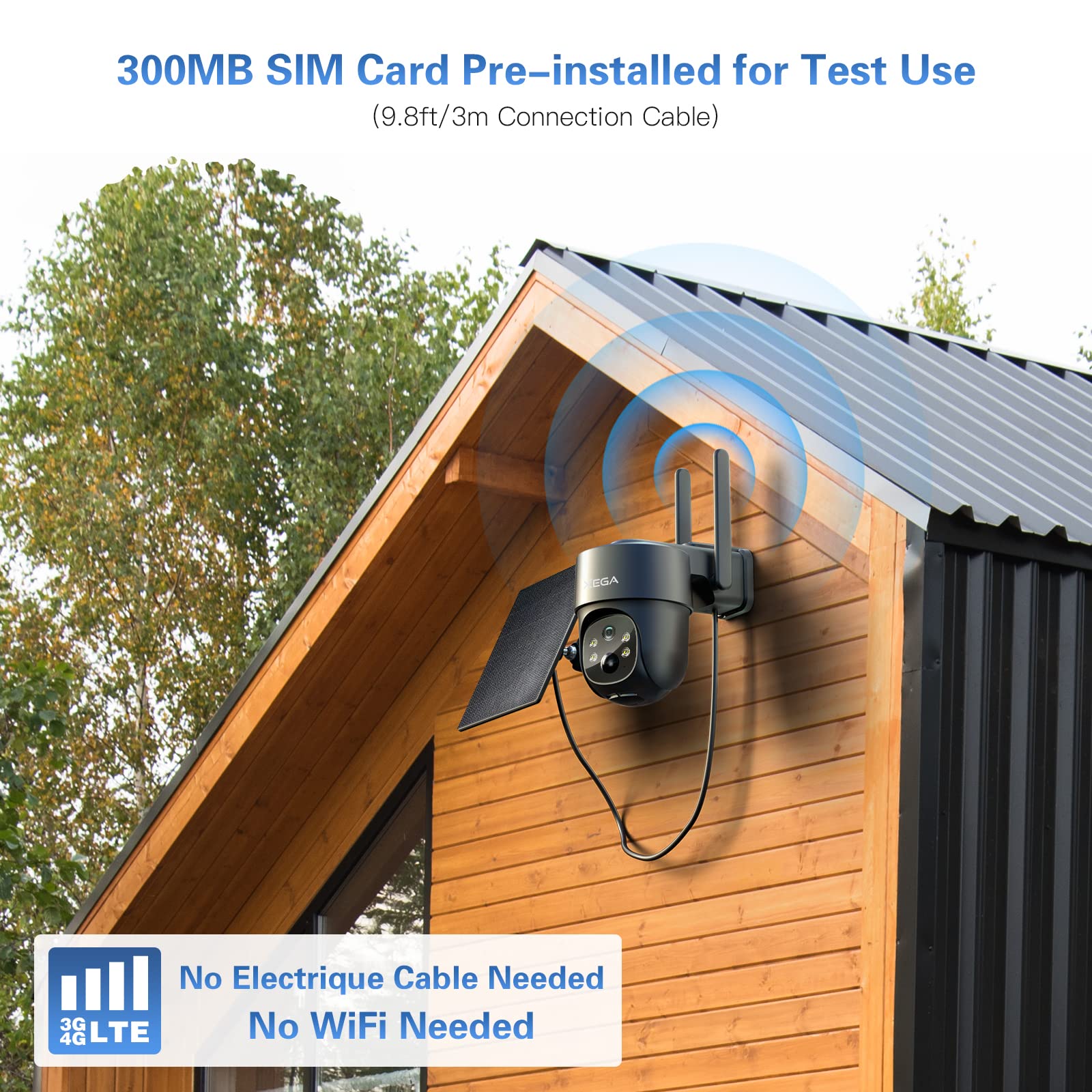 Xega 4G Lte Cellular Security Camera Solar [2 Pack] With Sim Card (Verizon At&T T Mobile),Wireless Outdoor No Wifi Security Came