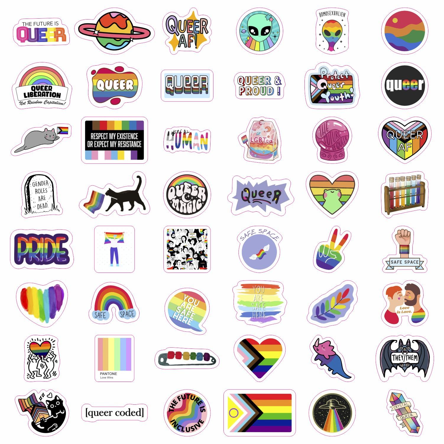 100Pcs Queer Stickers For Water Bottle And Laptop   Queer Party Favors & Decorations, Waterproof Vinyl Decals, Lgbtq+ And Pride