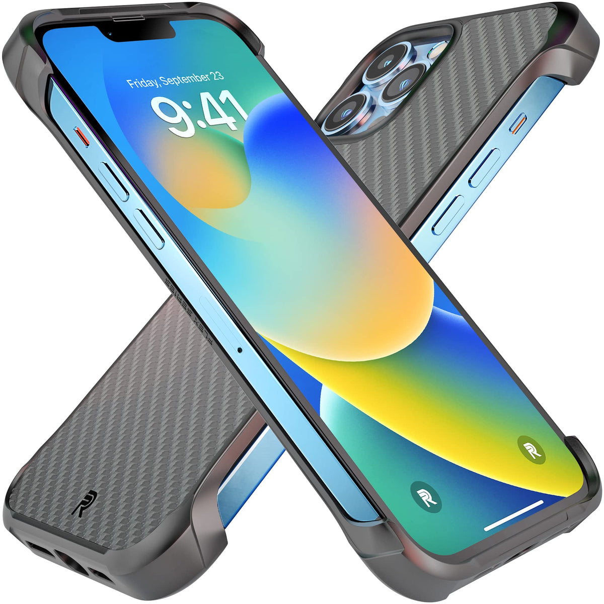 Phone Rebel Iphone 13 Pro Max Case Flex Series] Exposed Sides For Comfort, Aramid Fiber, Magsafe Compatible, Protective Raised C