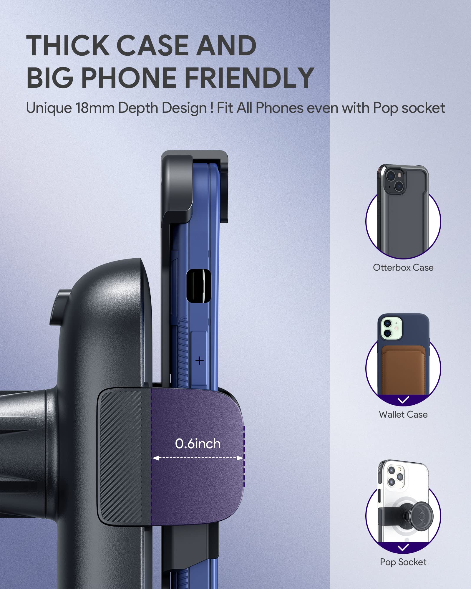 Phone Mount For Car [Super Stable & Easy] Upgraded Air Vent Clip Car Phone Holder Mount Fit For All Cell Phone With Thick Case H