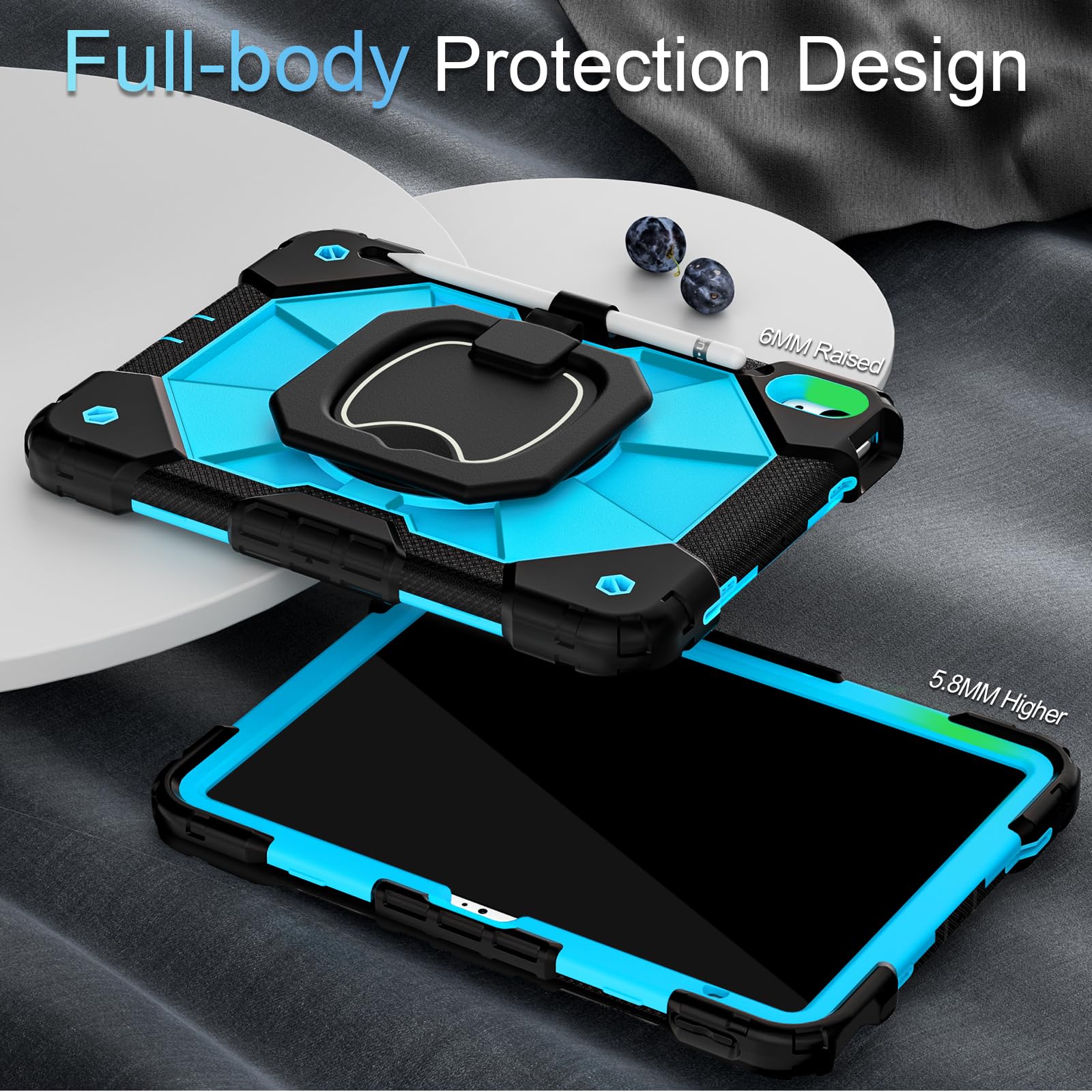 Auizotl Case For Ipad 10Th Generation 10.9 Inch With Screen Protector/360 Rotating Stand/Shoulder Strap/Pencil Holder,Military G