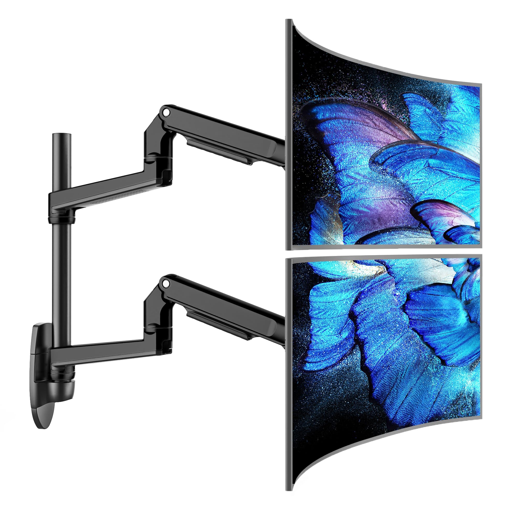 Ergounion Dual Monitor Wall Mount For Flat/Curved Monitor Up To 38'' Within 25Lbs, Full Motion Adjustable Computer Monitor Wall