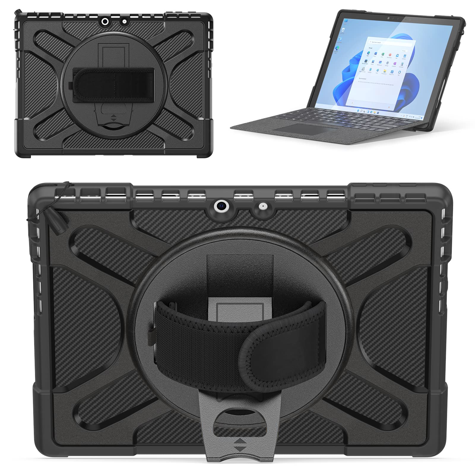 Zenrich Surface Pro 9 Case 13 Inch 2022, Zenrich Rugged Case For Surface Pro 9 With Kickstand And Hand Strap Heavy Duty Shockpro