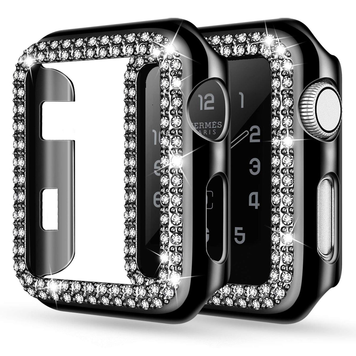 Adepoy Compatible For Apple Watch Case 42Mm Series 3/2/1 Bling Rhinestone Apple Watch Protective Case Bumper Frame Case Cover Fo